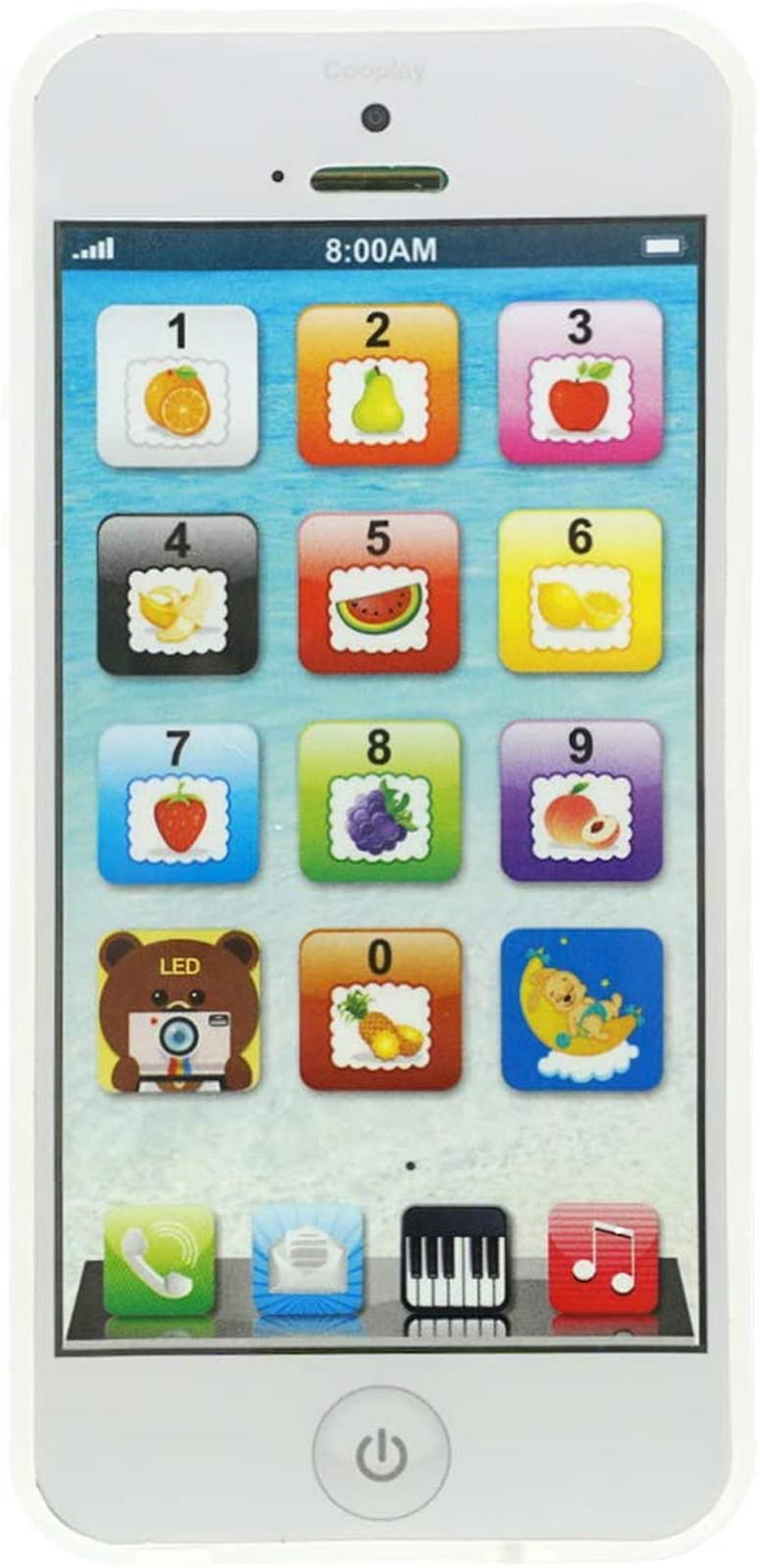 Phone Toy Play Mobile Cell Phone Music Learning for Child Toddle Baby Kid (White