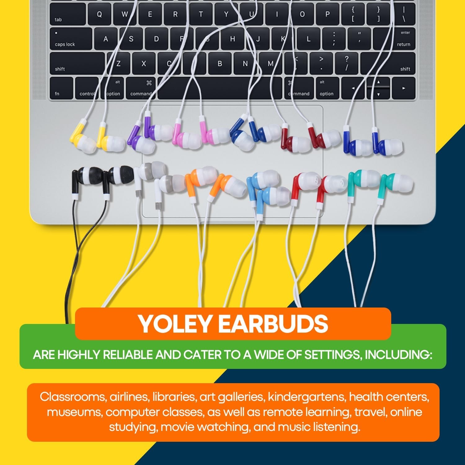 Kids Earbud Headphones Bulk 100 Pack Multi Color Class Set for School Classro…