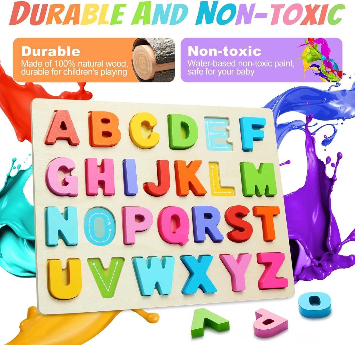 Wooden Puzzles for Toddlers, ABC Alphabet Puzzle, Learning Toys, Preschool Le…