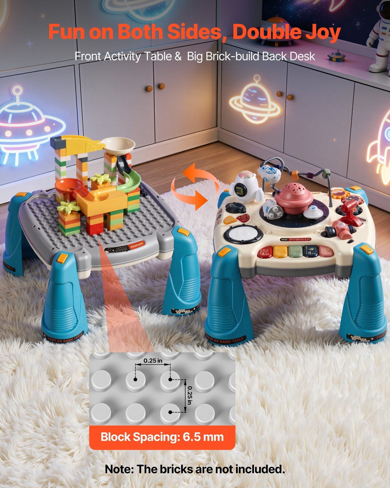 Sturdy ABS Space-Themed Toddler Table: Tummy-Time to Stand-and-Play