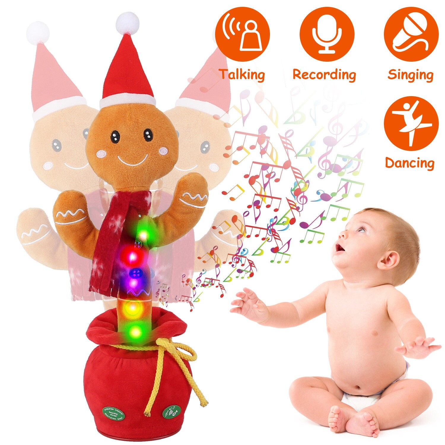 Baby Electric Dancing Plush Toy Singing Recording To Learn Talking Kids Gift US