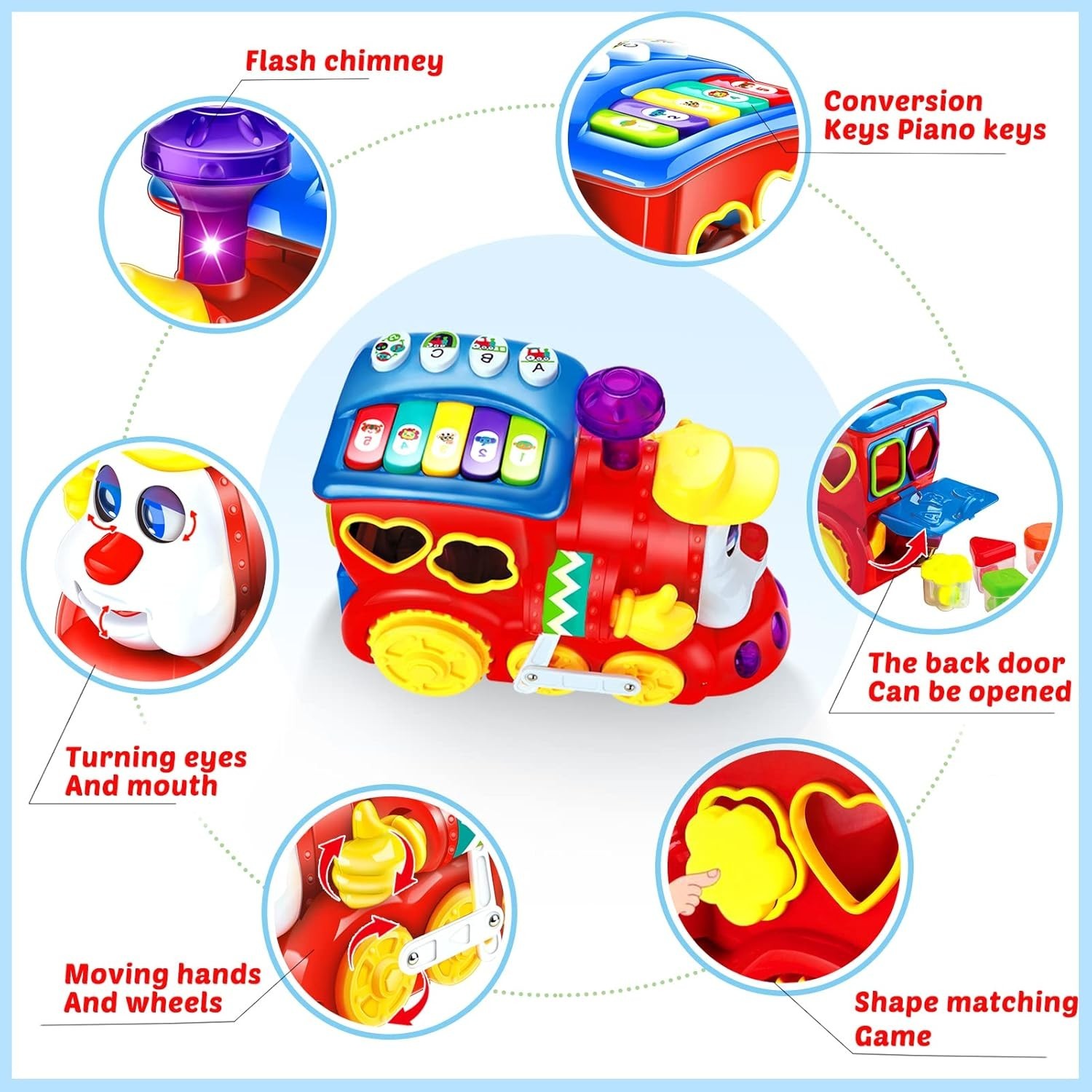 Musical Train Toy with Blocks Lights and Music for Toddlers 6-12 12-18 Months