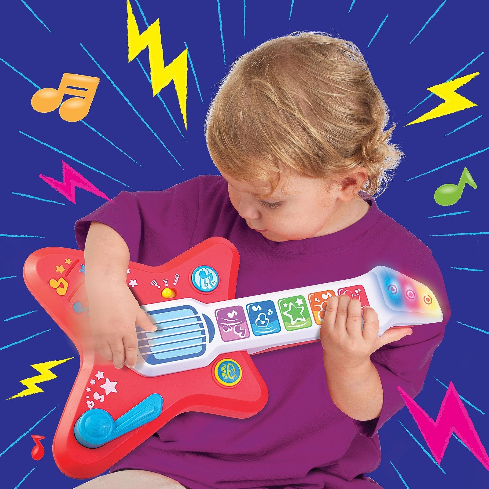 Magic Touch Guitar, Toddler Light Up Music Toy with Volume Control, Infant Touch