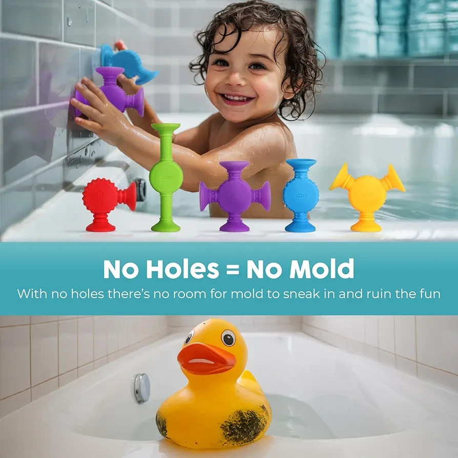 BUNMO Suction Bath Toys – 10pc Sensory Tub Toys for Kids Ages 3+ – STEM Learning