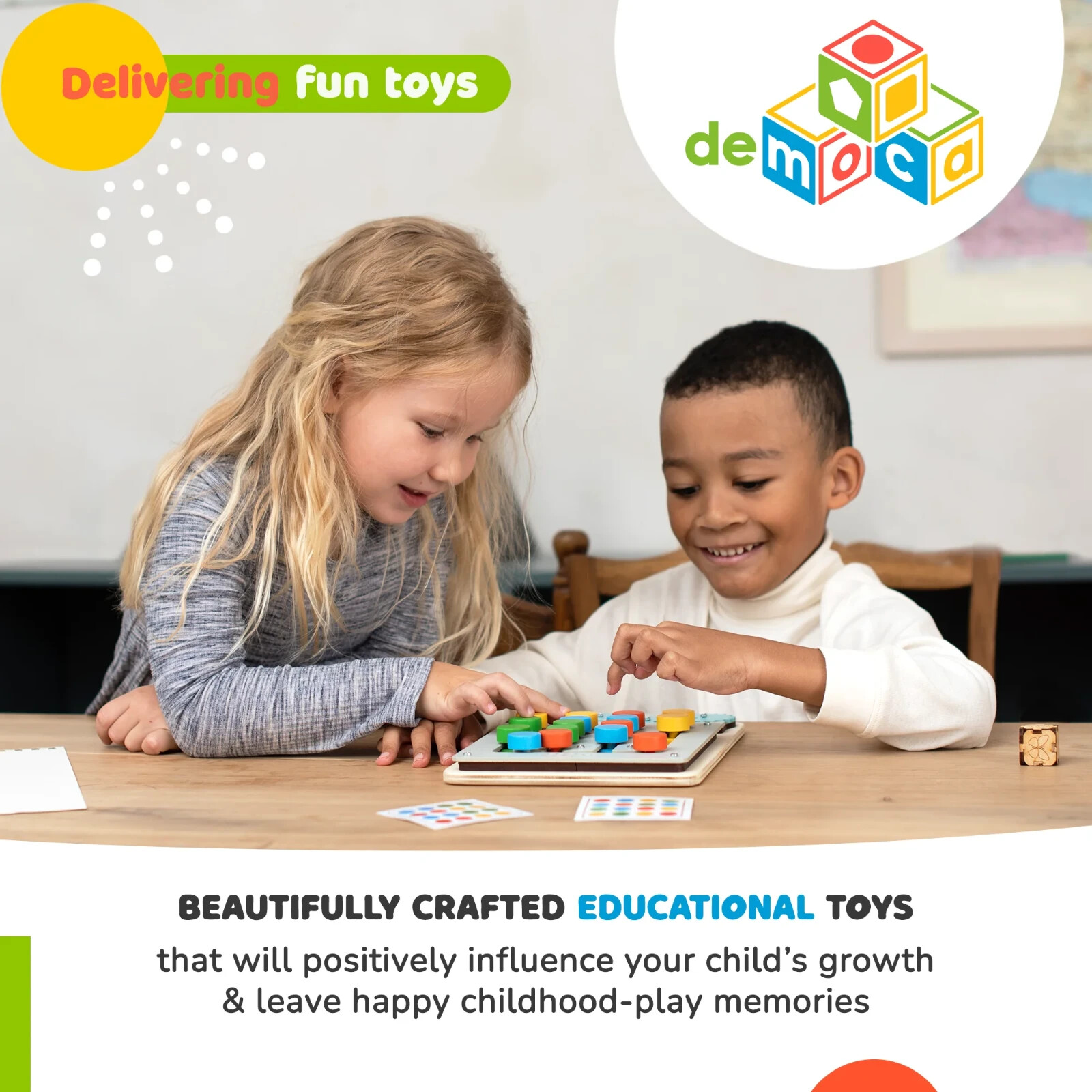deMoca Wooden Sorter Puzzle Toy for Toddlers – Montessori Toys for 1 year and Up