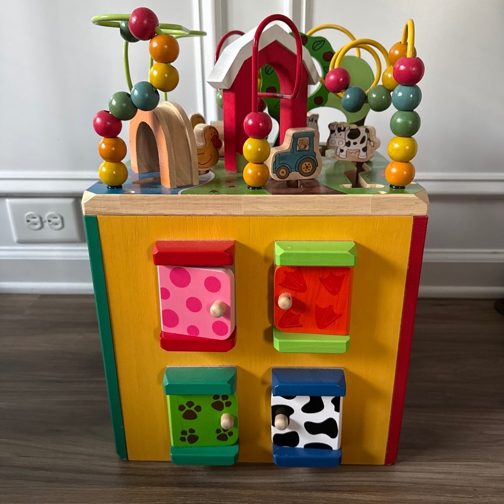 Battat Activity Cube Farm Theme Educational Wooden Toys Toddlers Kids