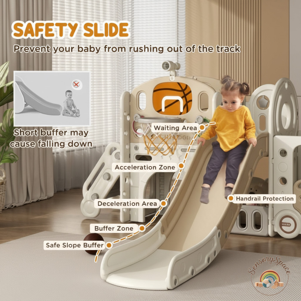 9 In 1 Kids Slide Climber Playset w/Tunnel Basketball Hoop Indoor Outdoor Toys