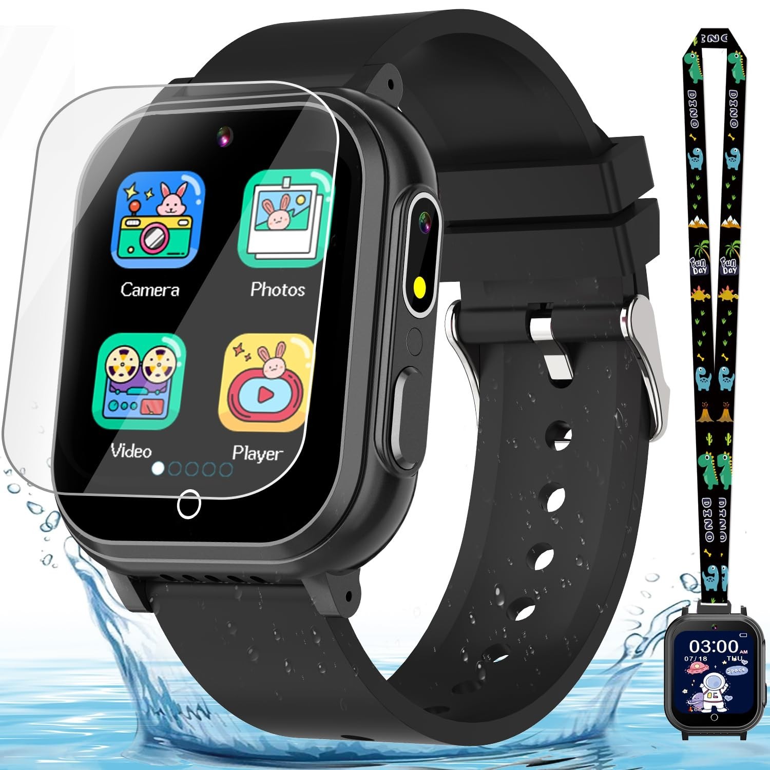 Kids Waterproof Smart Watch Gift for Boys Ages 3-12, 32 Puzzle Games, HD Touc…