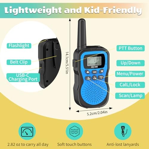 Kids Walkie Talkies 3 Pack,Rechargeable Walkie Talkies for Kids Blue Pink Green