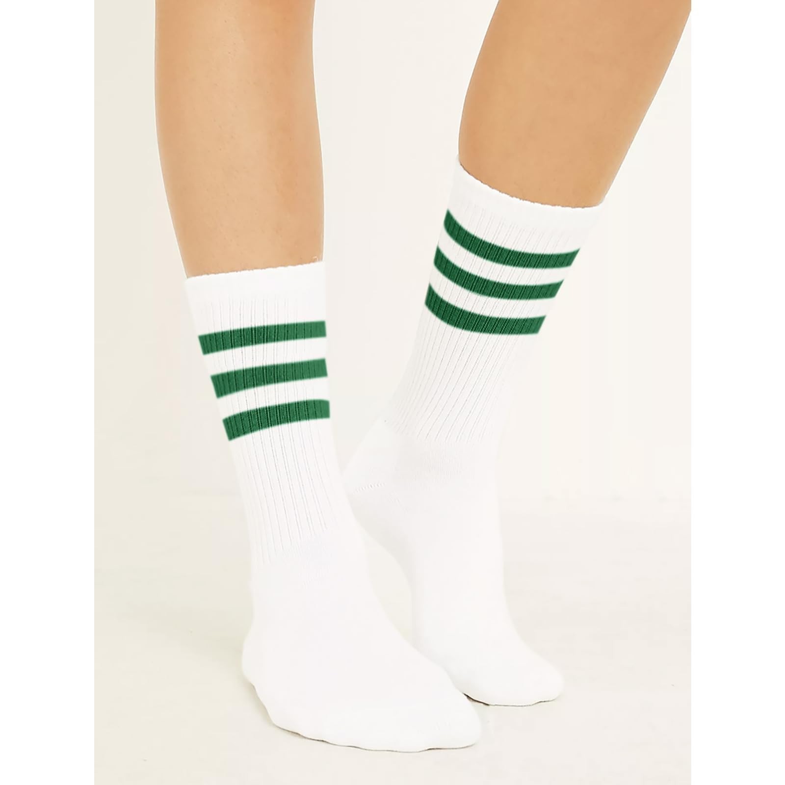 4 PAIRS Striped Crew Socks For Women Casual Cotton Novelty Retro Athltic Sock…