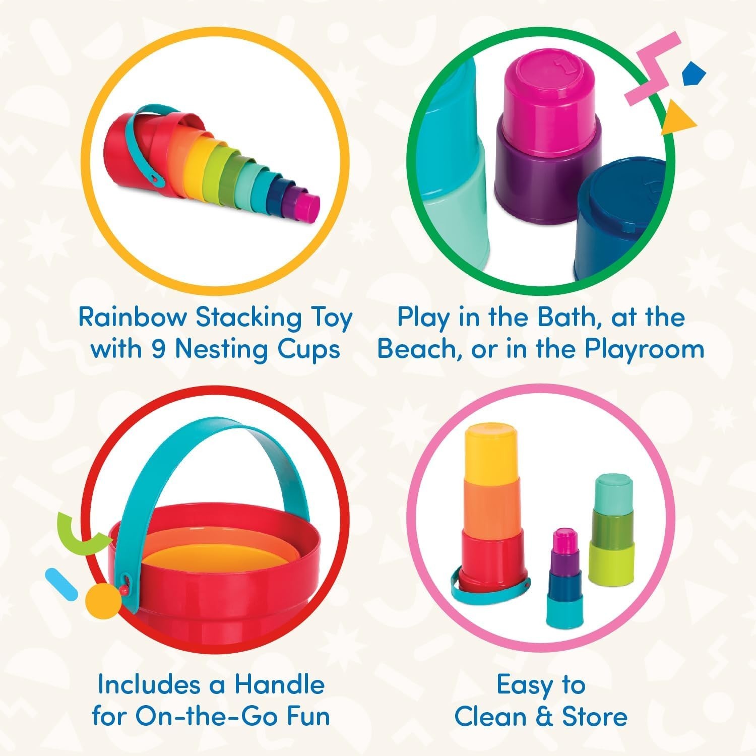 Stacking Toy – Educational & Dexterity Toy – Nesting Cup Playset – Water & Be…