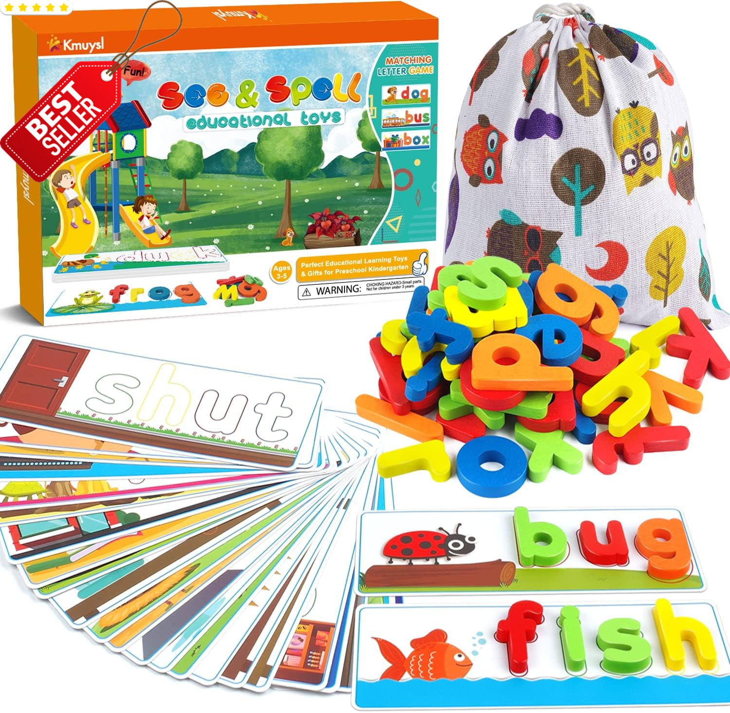 CVC Word Builder Alphabet Cards Learning Toy Kids Ages 3-6 Gift Idea – US