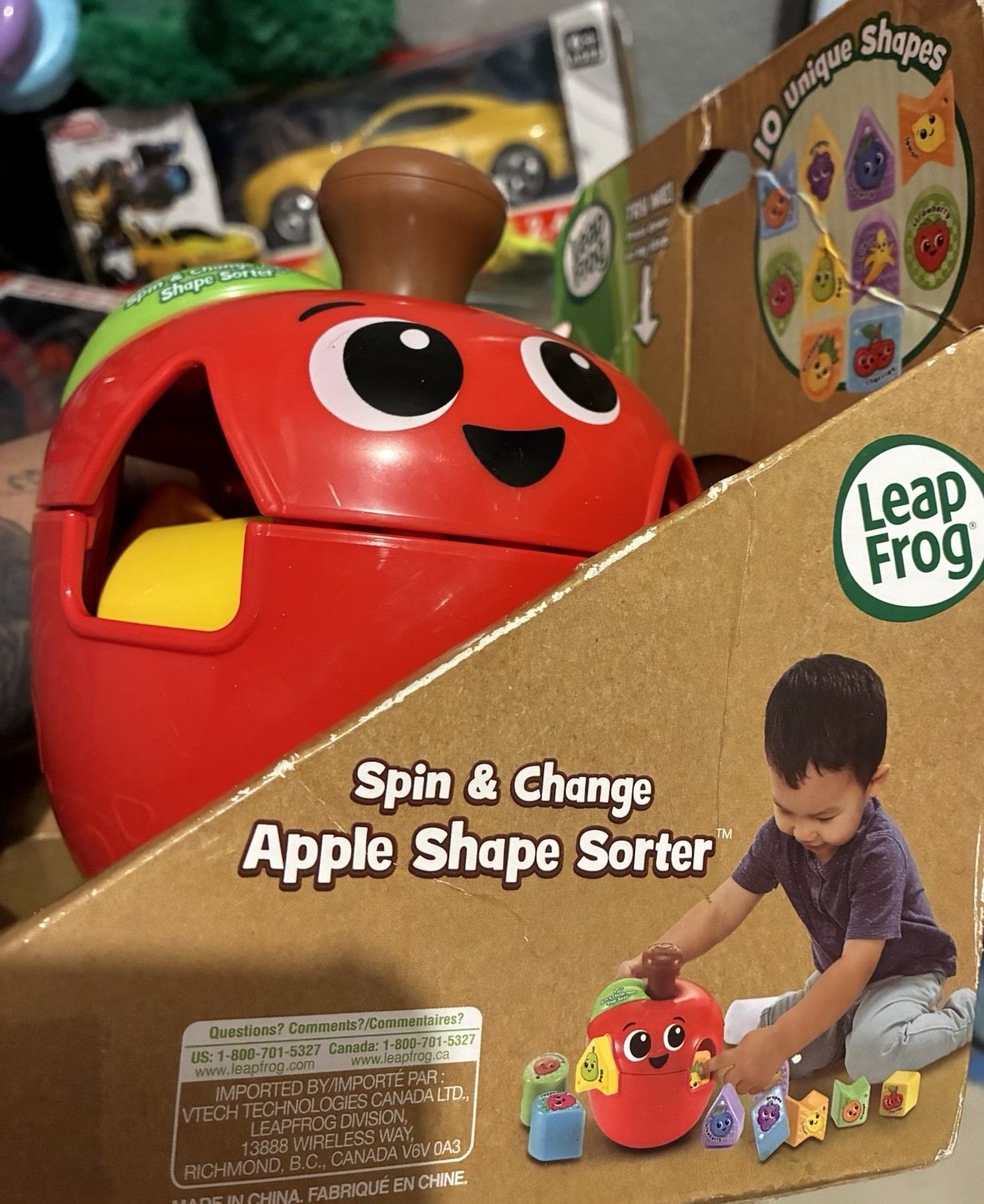 LeapFrog Spin & Change Apple Shape Sorter Toy Fruits, 18+ Months Red Green