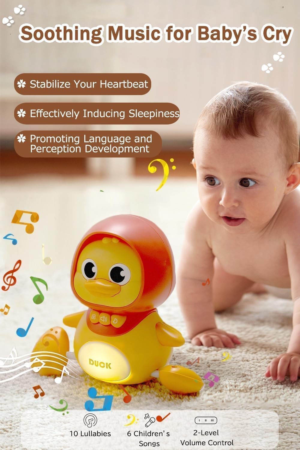 JUYEE Baby Toys 6-12 Months Set of 4 Magnetic Ducks Family, Tummy Time Toys w…