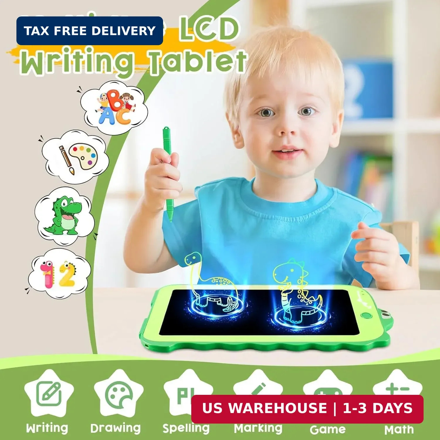 LCD Writing Tablet for Kids, Colorful Toddlers Toys Drawing Board, Educational K