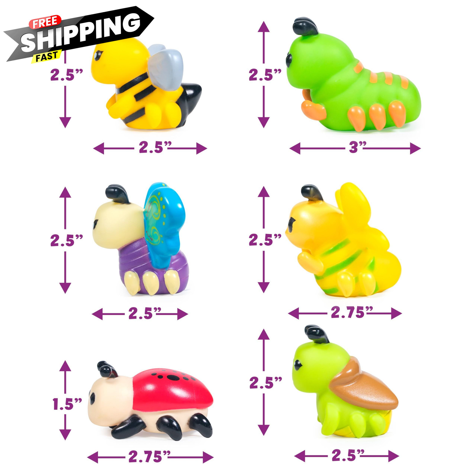Tub Works® Bugs™ Light Up Bath Toys, 6 Pack | Water-Activated Multicolored