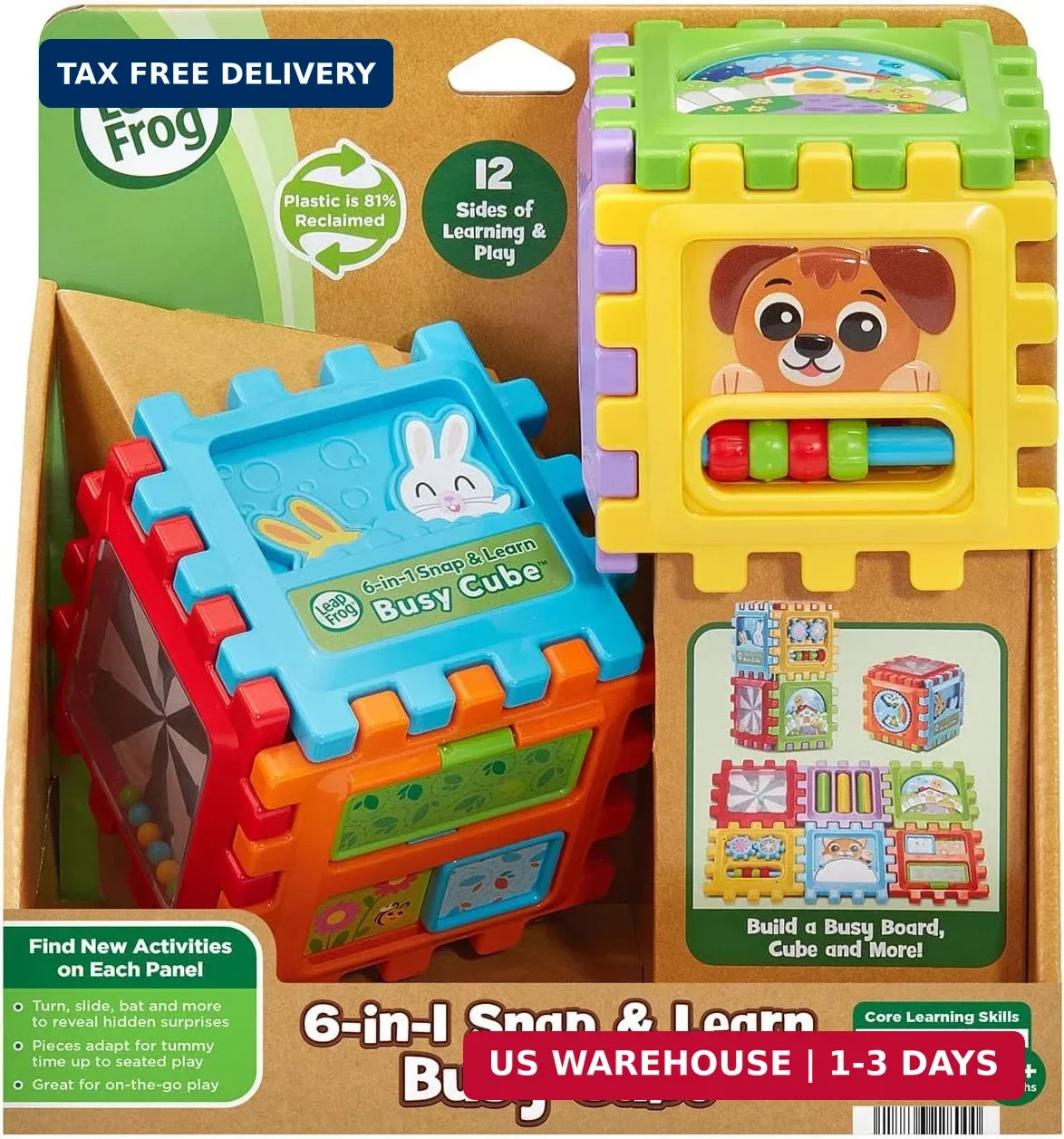 LeapFrog 6-in1 Snap and Learn Busy Cube Motor Skills Baby Toy