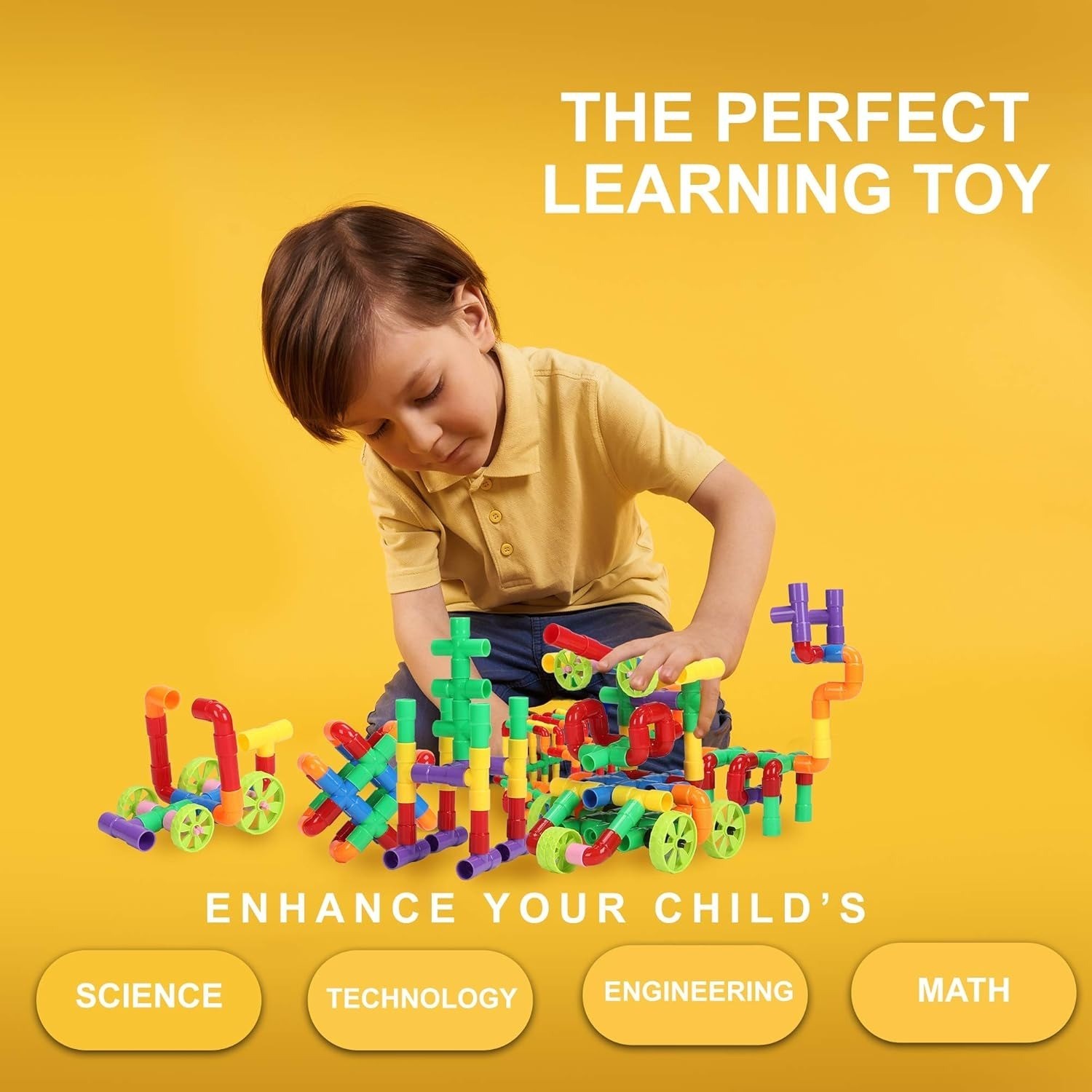 STEM Building Blocks Toy for Kids, Educational Toddlers Preschool Brain Toy Kit,