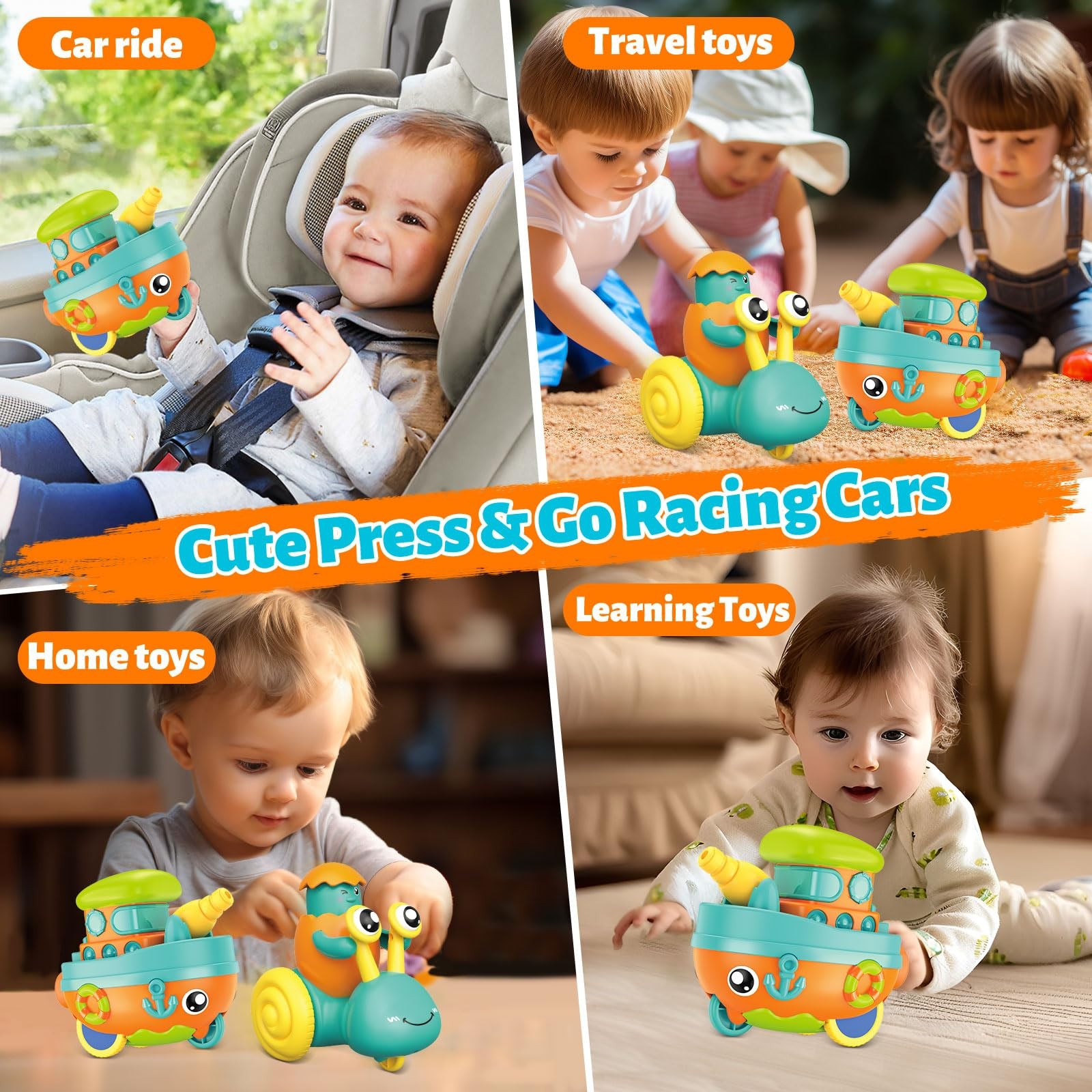 Toddler Toys for 1 Year Old Boy, Press to Go Car Toys for Toddlers 1-3, Learn…