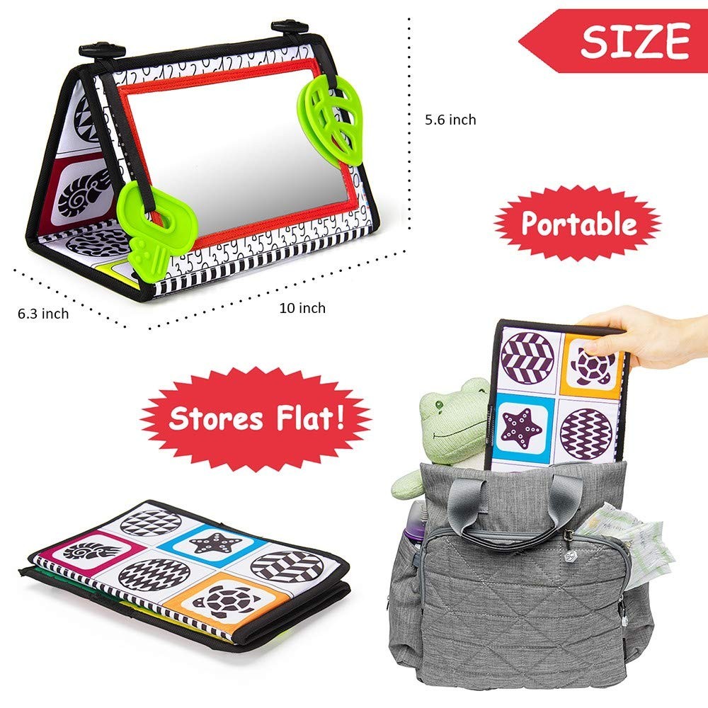 teytoy Tummy Time Baby Mirror Toys with Teethers, Double Black Medium,