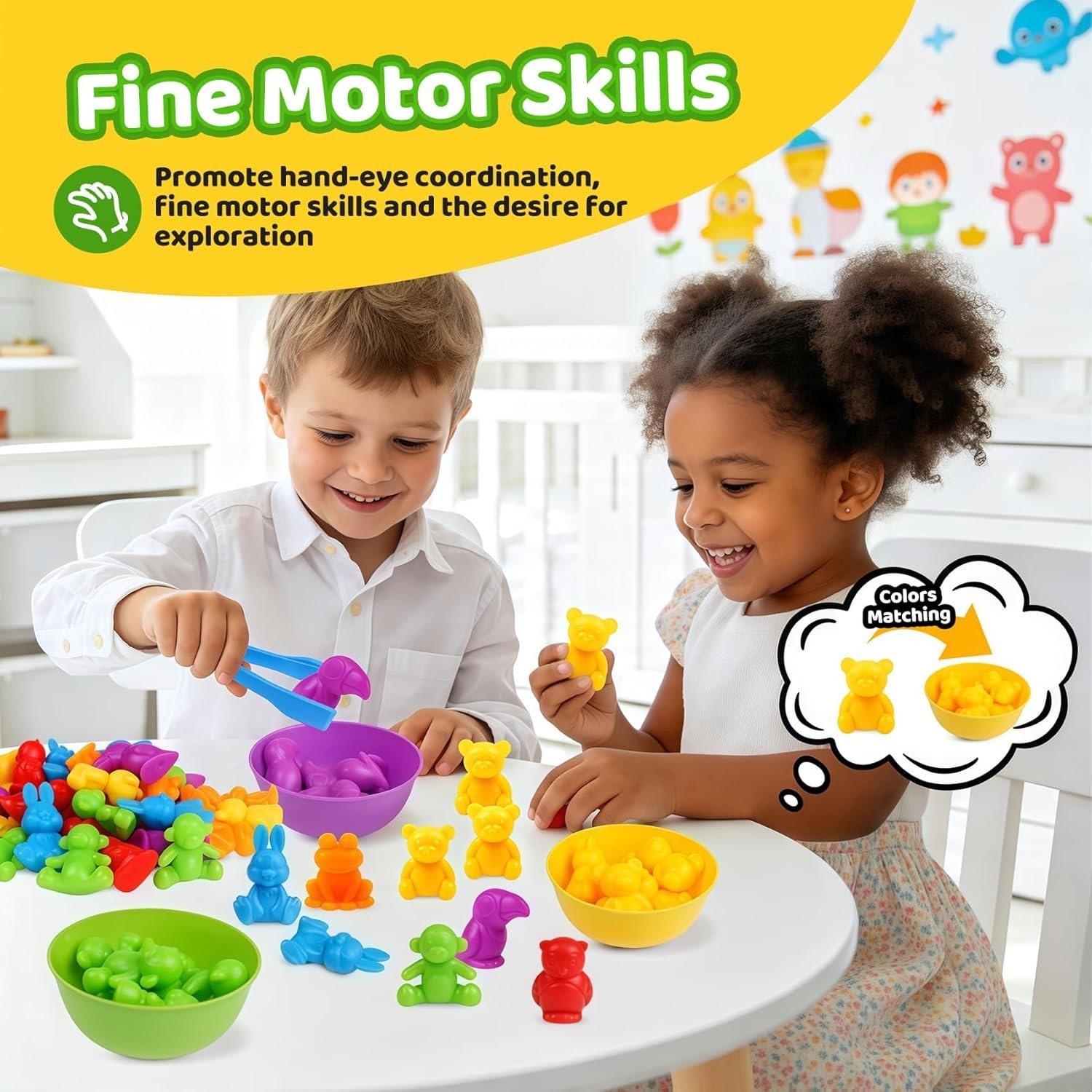 Counting Animals Color Sorting Matching Games with Sorting Bowls Montessori S…