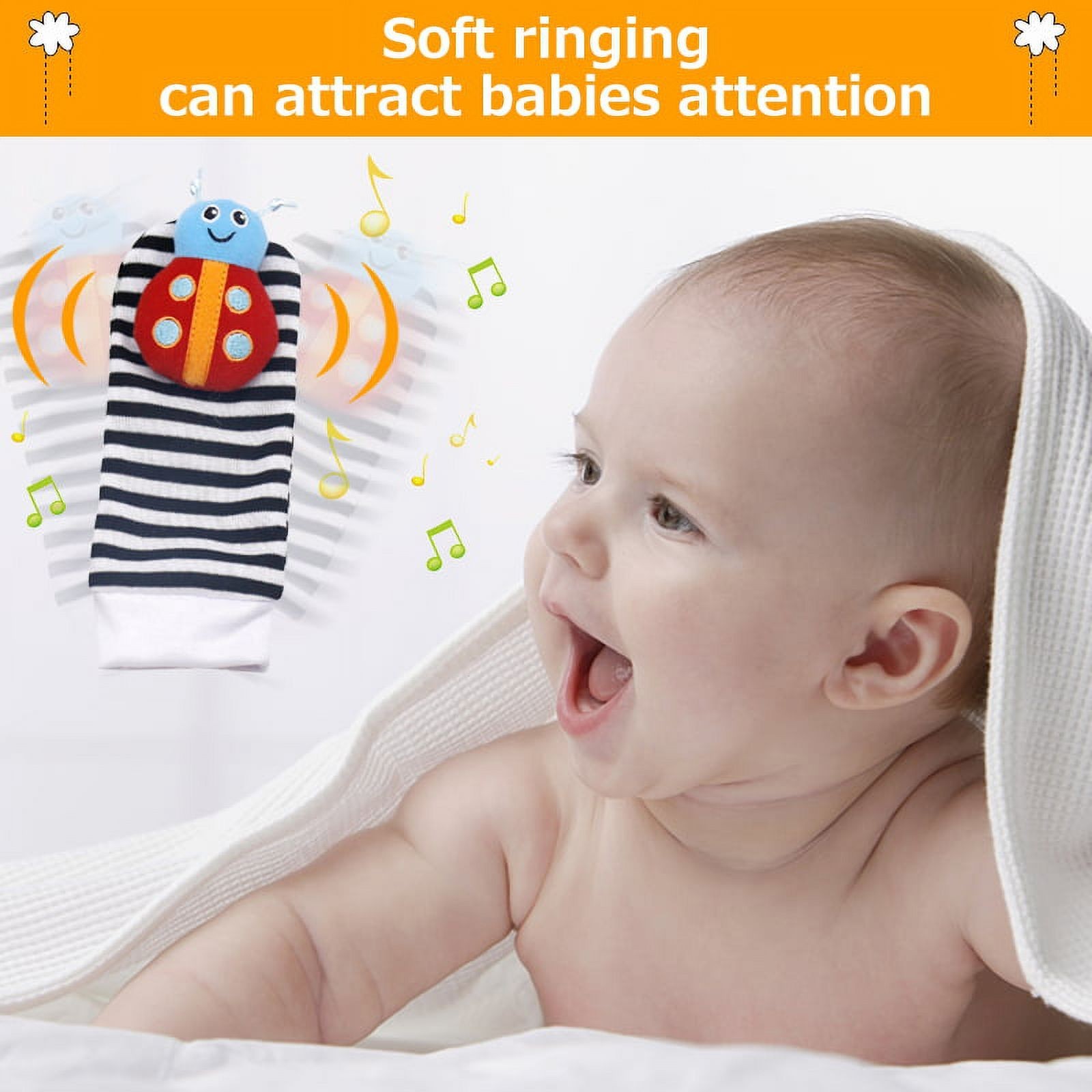 Butterfly Foot Finder Socks Wrist Rattles Toys for New Born Gift Set