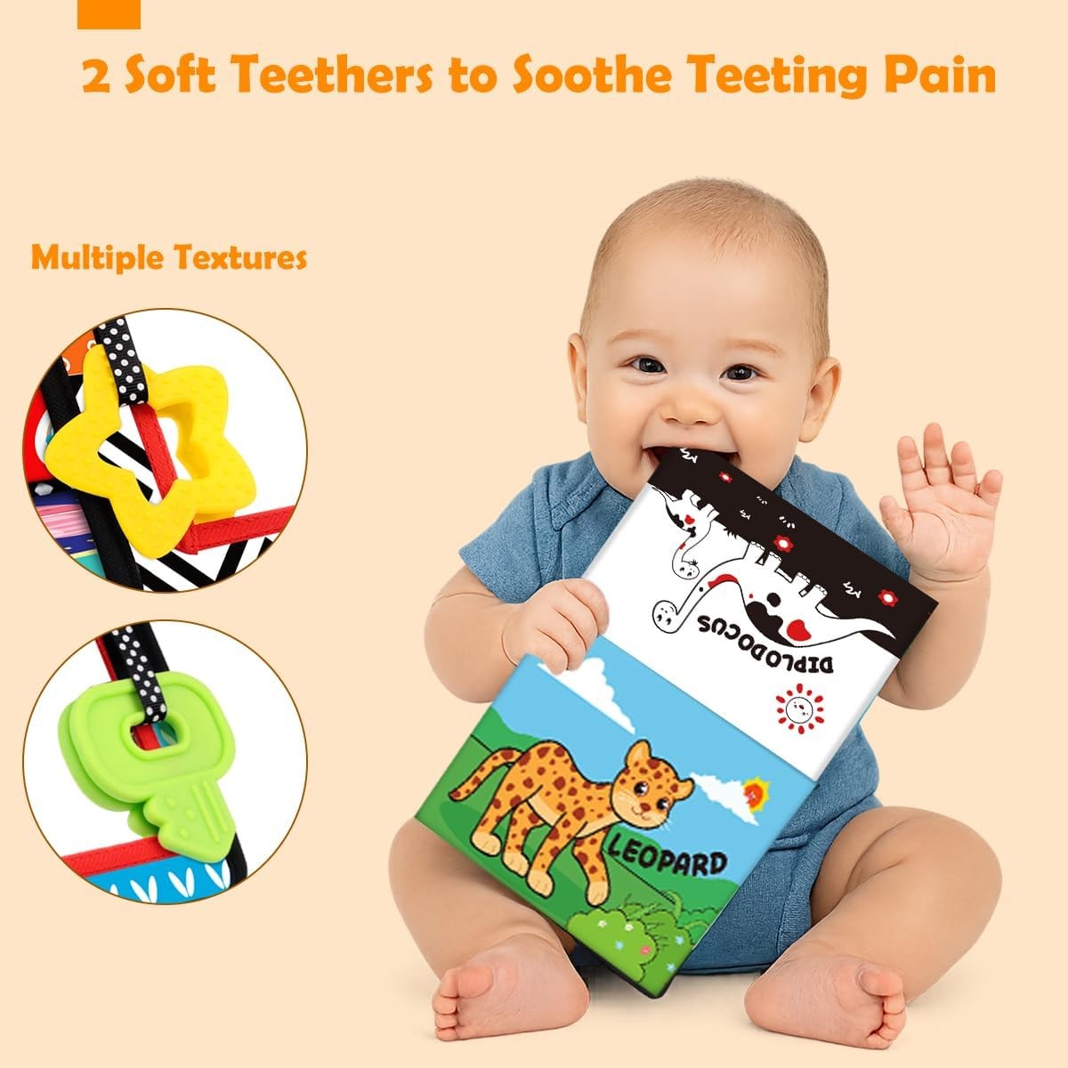 Baby Toys 0-6 Months – Tummy Time Toy Black and White High Contrast Newborn Toys