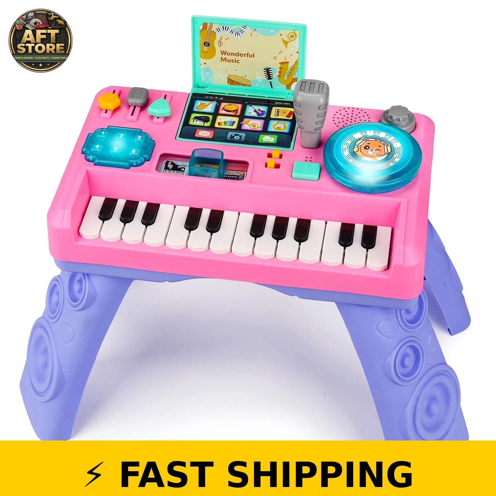 Basytodio Baby DJ Table with Music & Lights for Toddlers 1-3