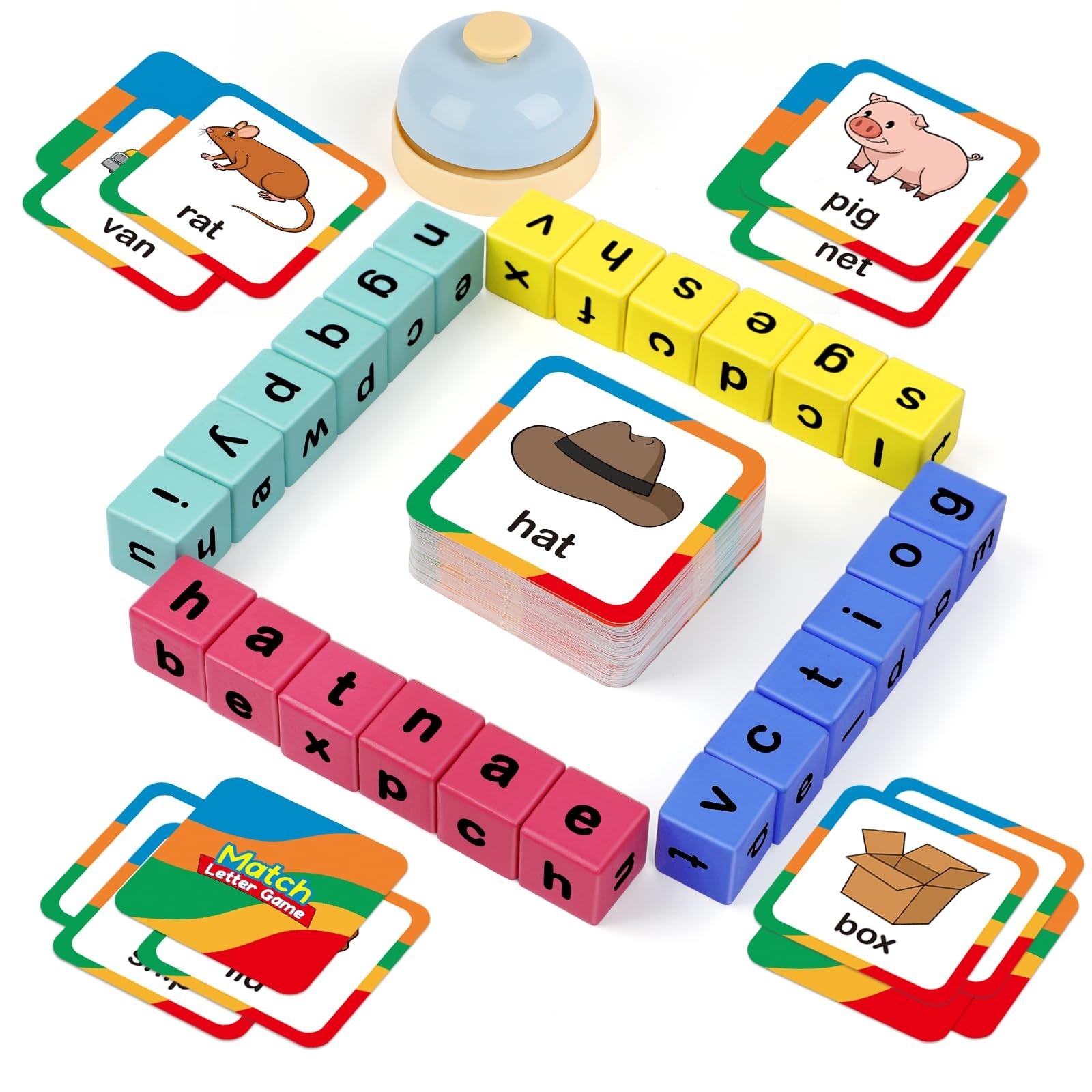 Word Race Cube – Preschool Wooden Alphabet Letter Blocks & Phonics … Fast Ship