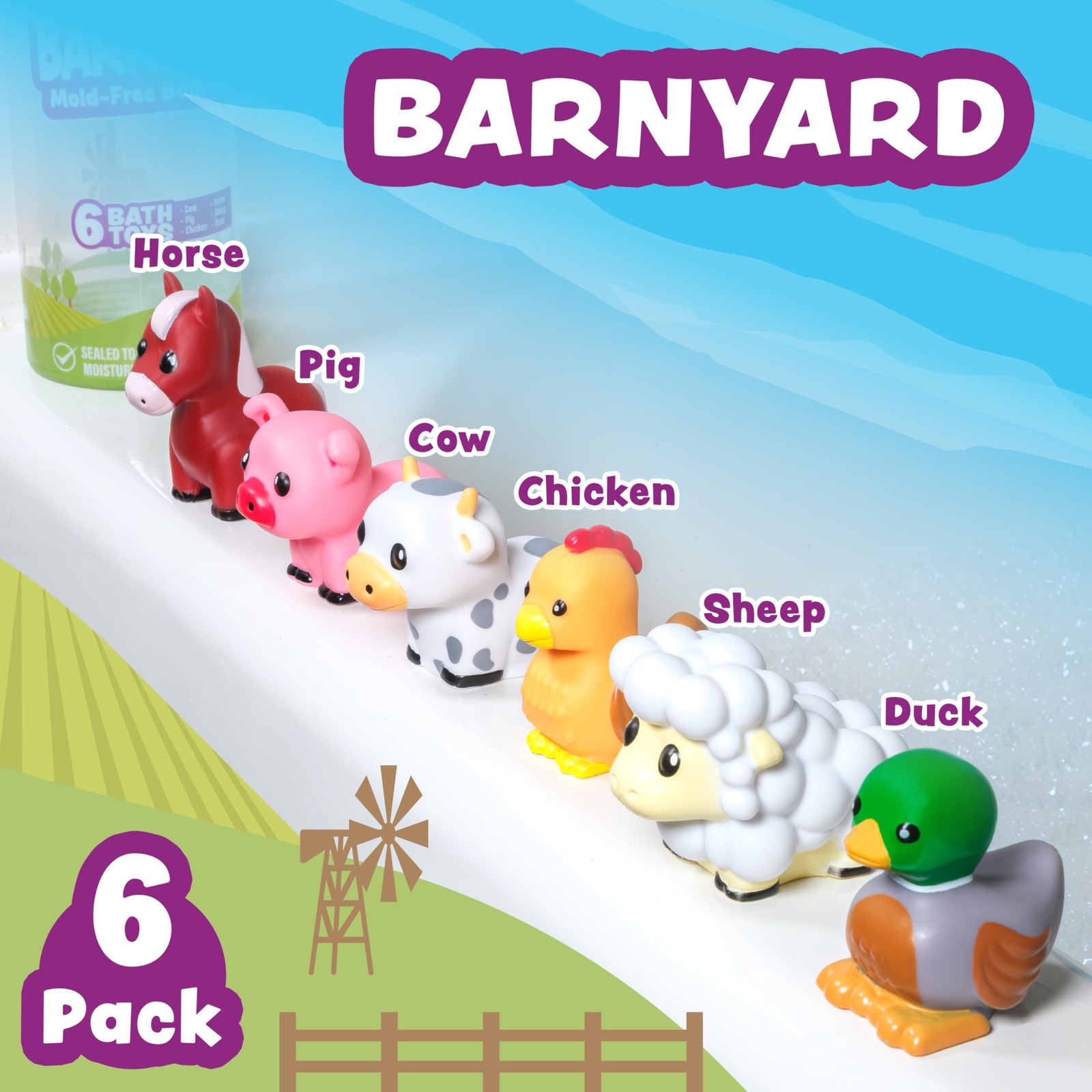6 inches x 6 x 2 inches, White, Gray, Pink, Red, Yellow, Brown, Green