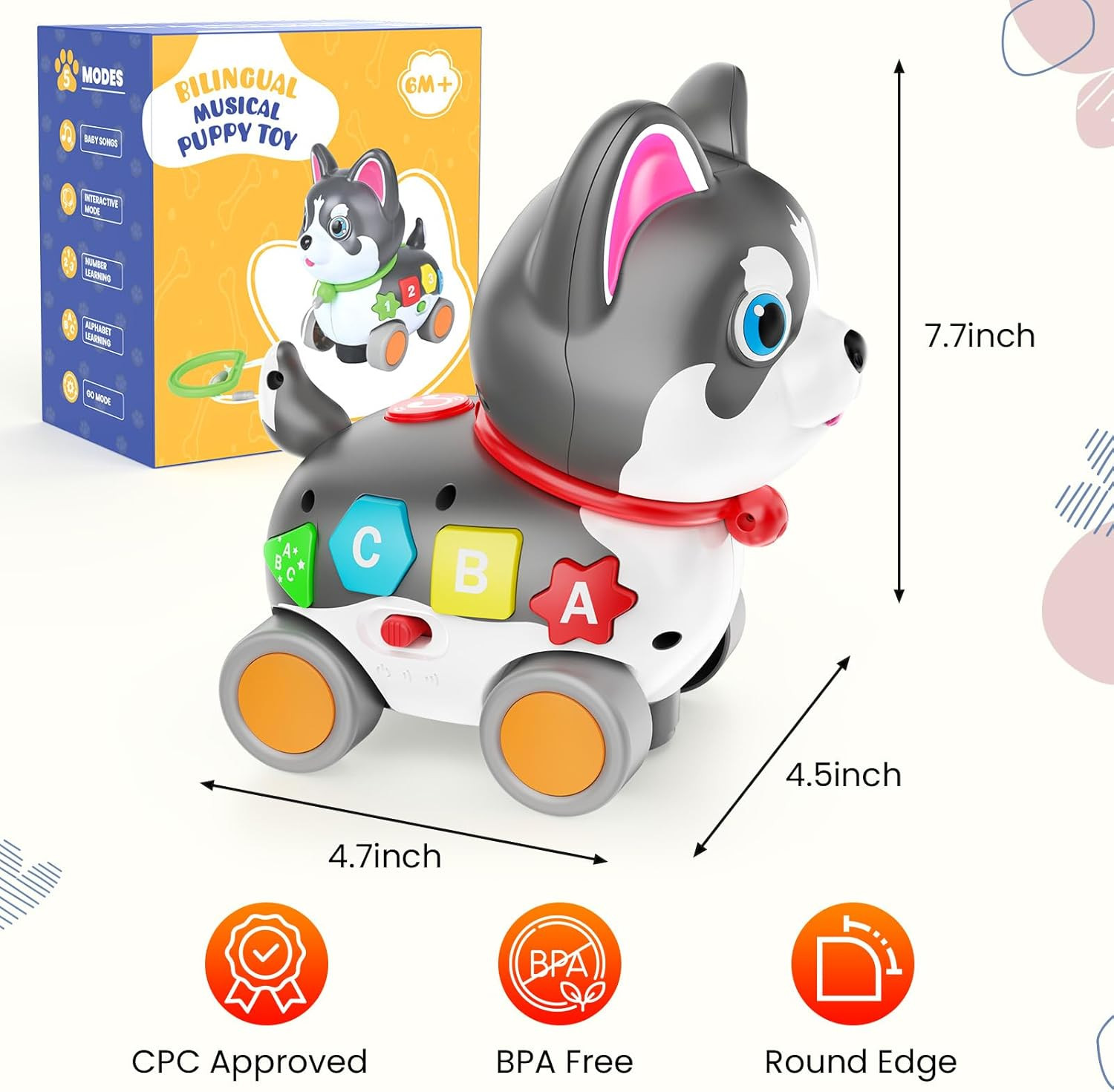 Baby Toys 1 Year Old, Musical Puppy Toys for 6-12-18 Month Girls Boys, Bilingual