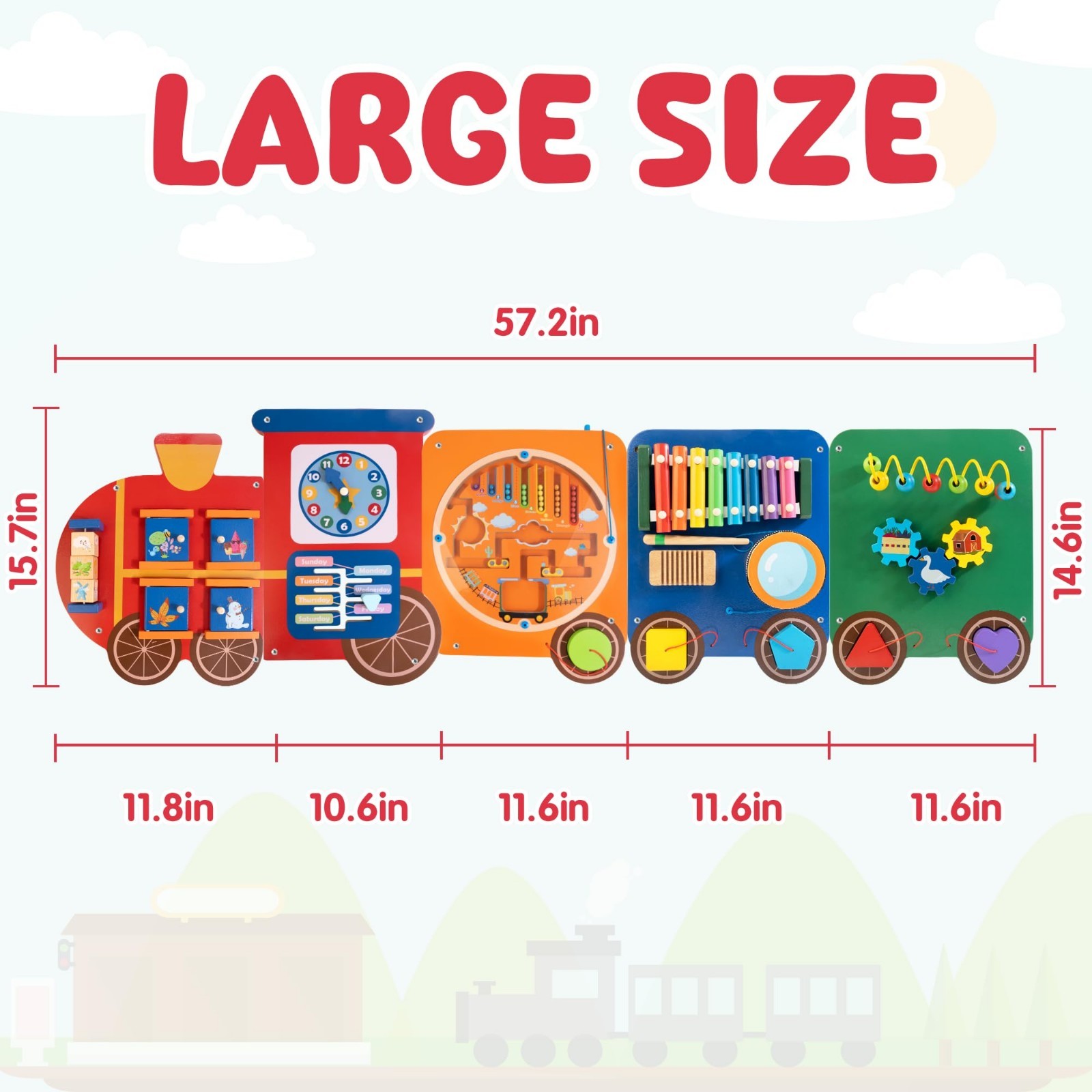 11-in-1 Wooden Sensory Activity Wall Panel for Kids | Montessori Busy Board for