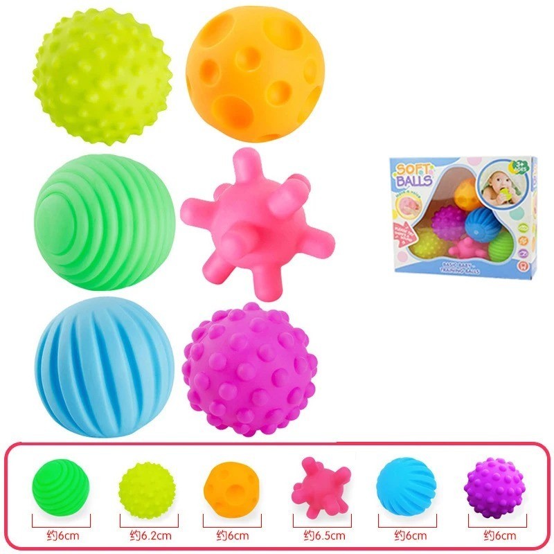 6Pcs Textured Multi Ball Set Develop Tactile Senses Toy Baby Touch Hand Ball Toy