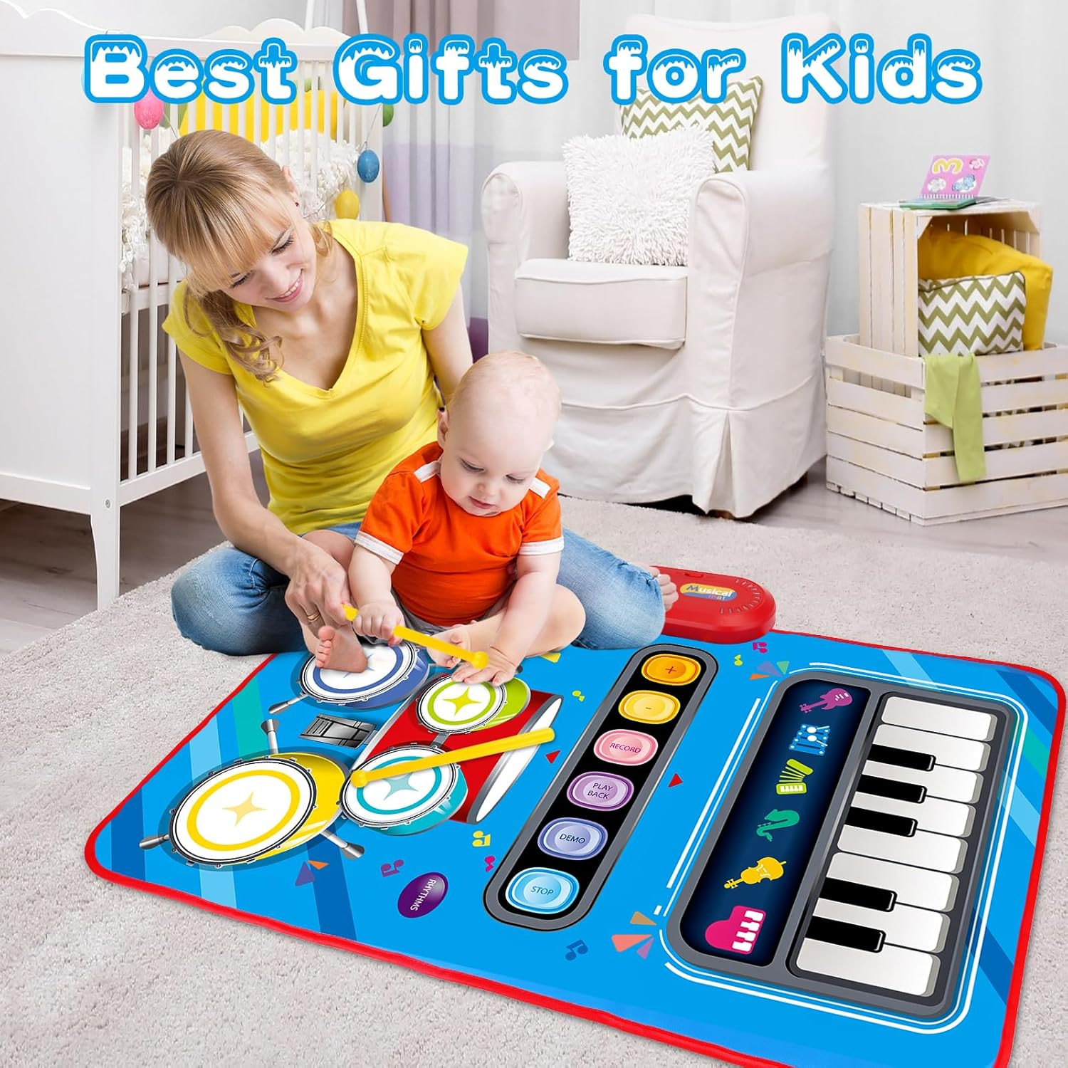 Baby Toys for 1 Year Old: Baby Musical Mat Toddler Toys Age 1-2 – 2 in 1 Pian…