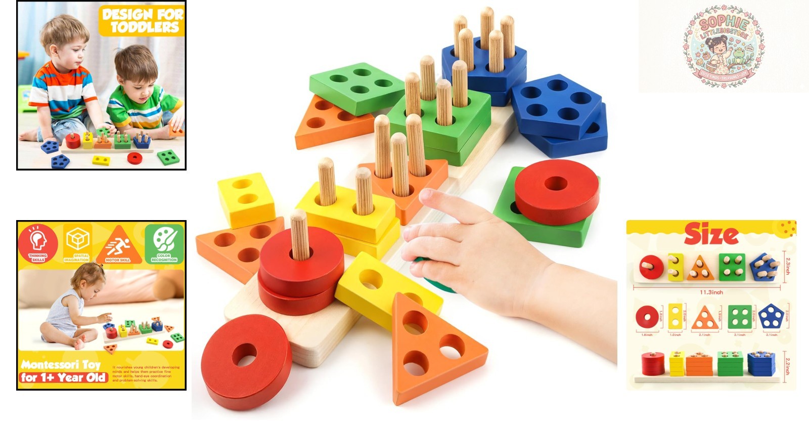20-Piece Montessori Puzzle Set for Toddlers – Engaging Shape and Color Learning