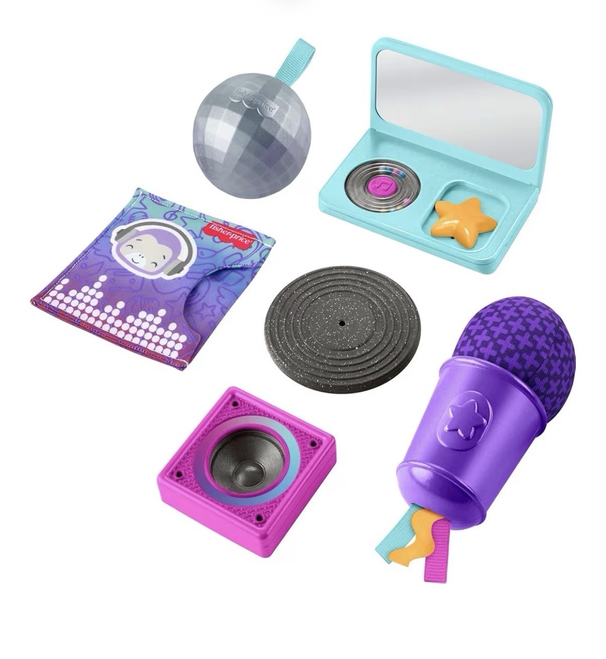Fisher-Price Baby Toys Mini Me Moments DJ Set 6-Piece Sensory Activities 3+Month