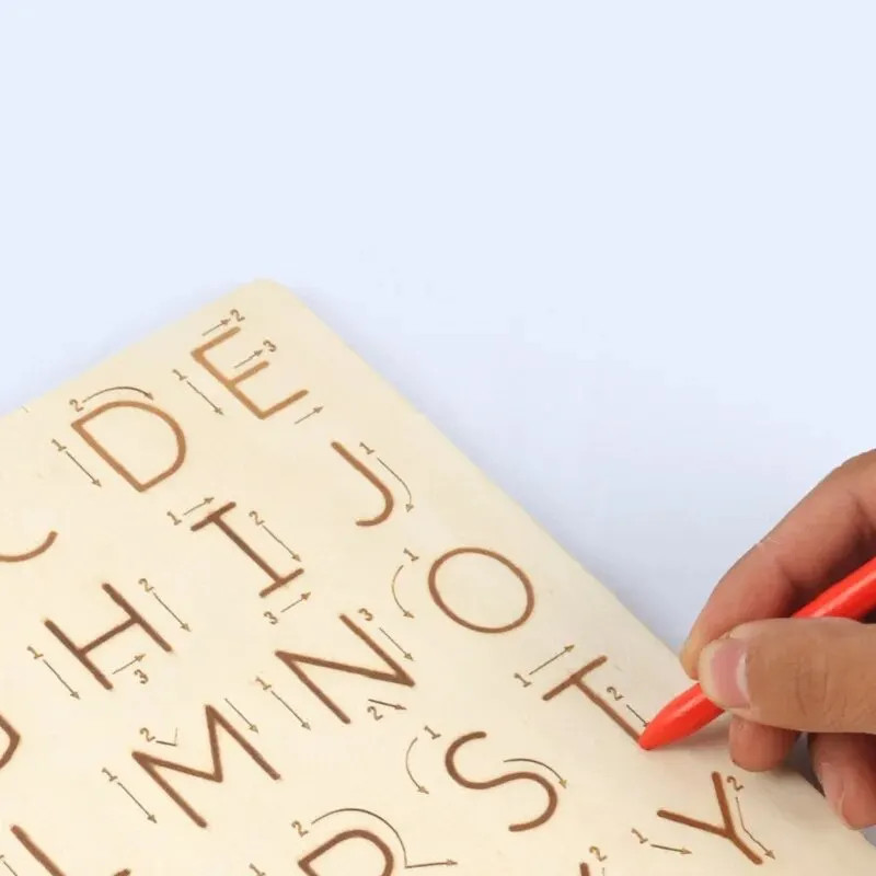 Children Writing Practice Wooden Alphabet Board Alphanumeric Handwritten
