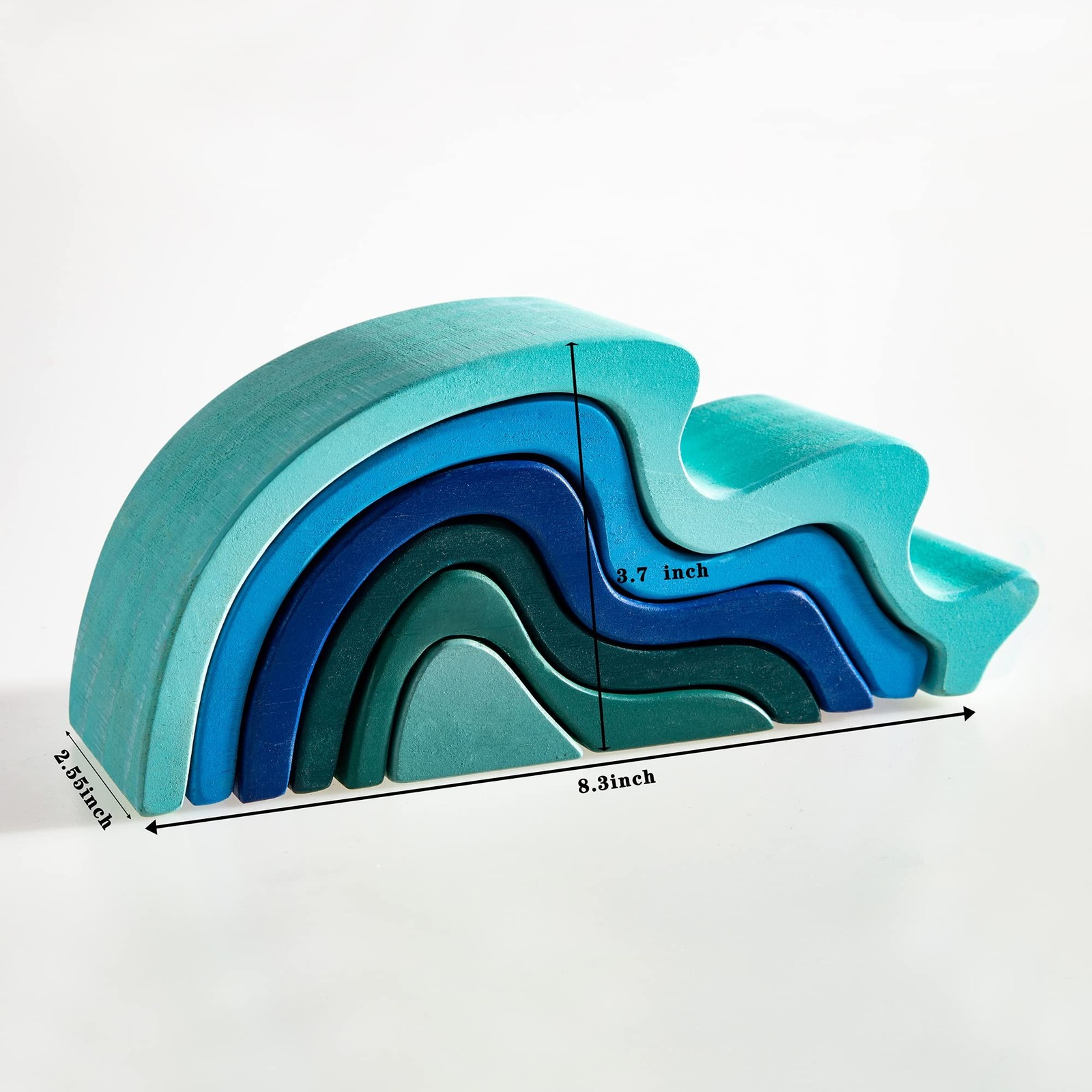 Wooden Rainbow Stacking Toy, Water Wave Elements Wooden Stacker, Various Shap…