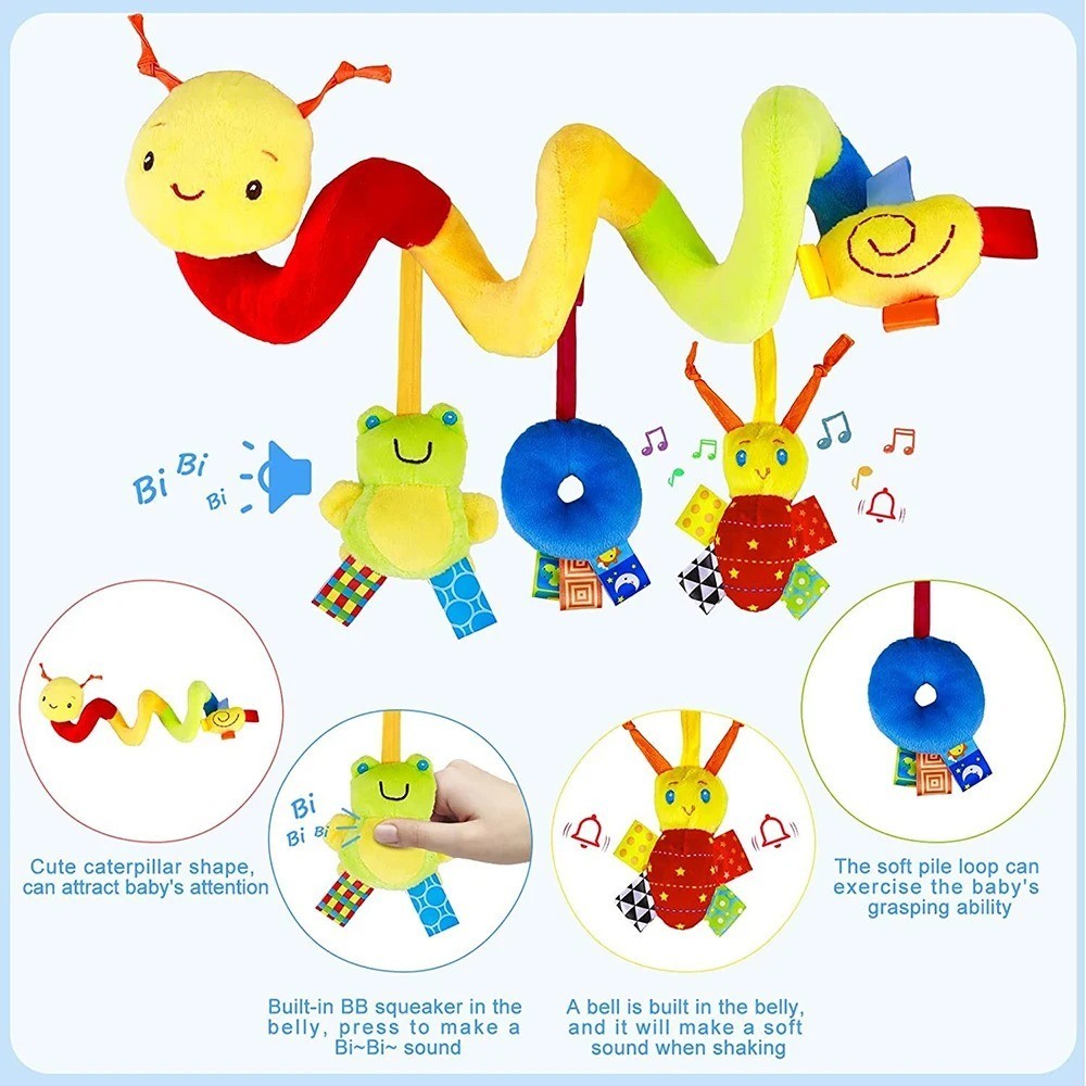 🎶 Baby Spiral Activity Toy – Musical Stroller & Crib Hanging Rattle Toy