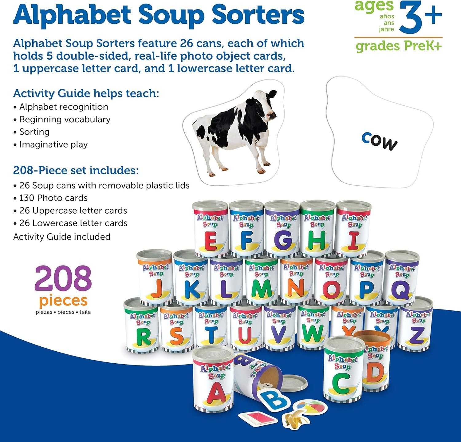 Interactive Alphabet Awareness Toy – 26 Cans, 130 Cards