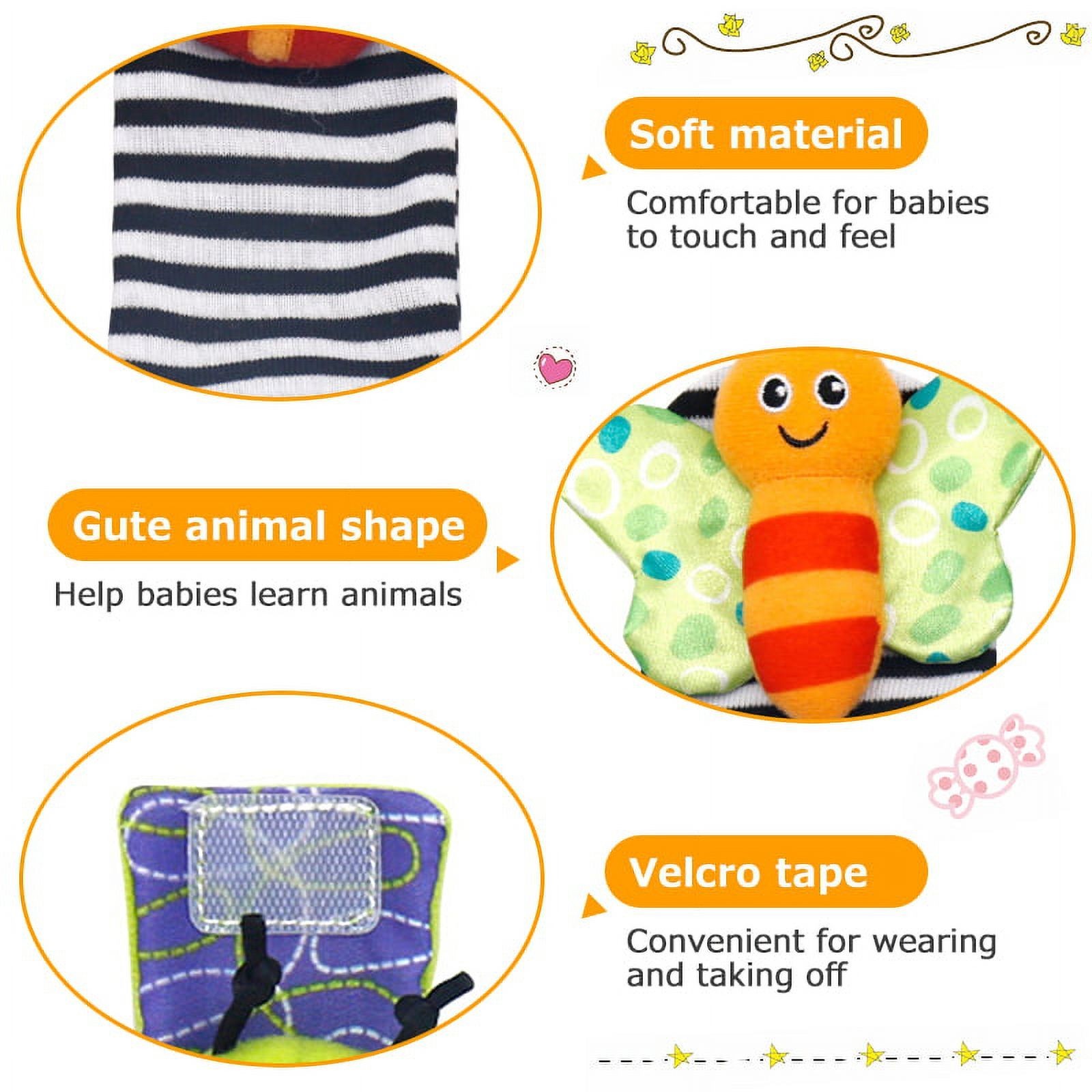 Butterfly Foot Finder Socks Wrist Rattles Toys for New Born Gift Set