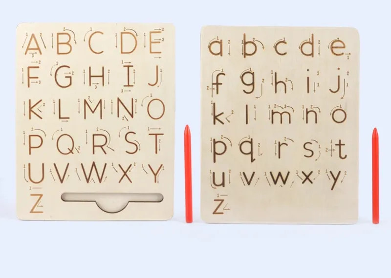 Children Writing Practice Wooden Alphabet Board Alphanumeric Handwritten