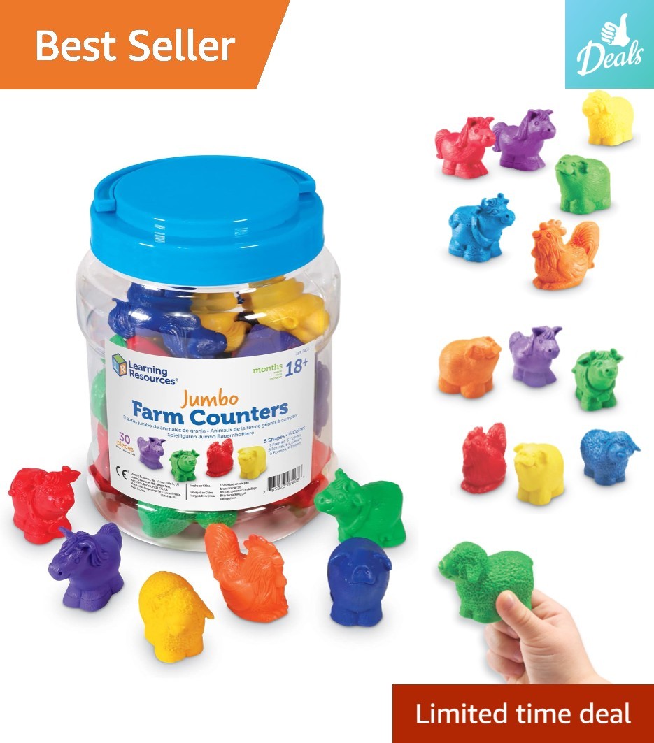 Multi-Color Jumbo Farm Counters – 30 Piece Educational Toy for Imaginative Play