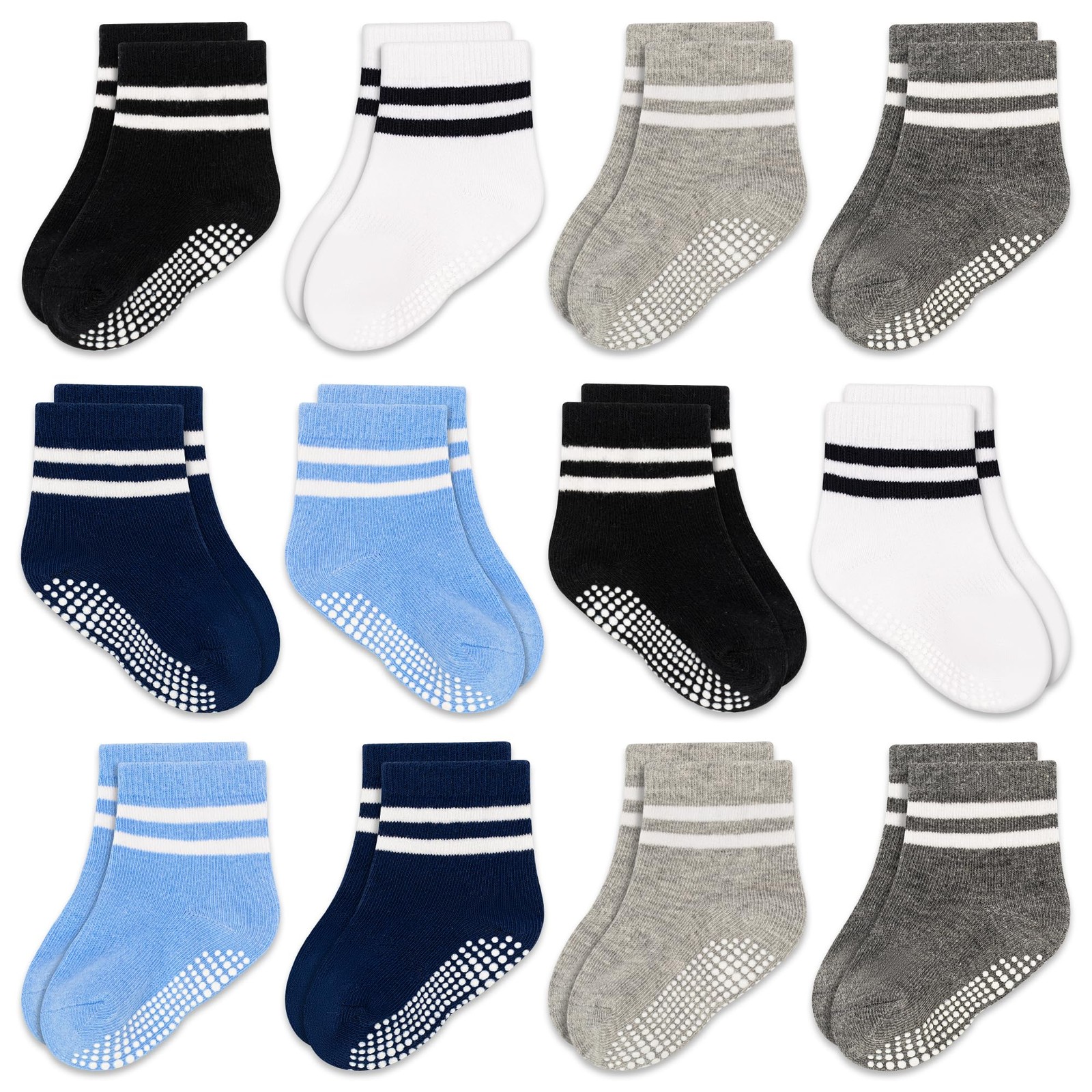 Baby Socks Non Slip 12 Pairs Toddler Anti Skid Socks for 0-7 Years Infants Li…