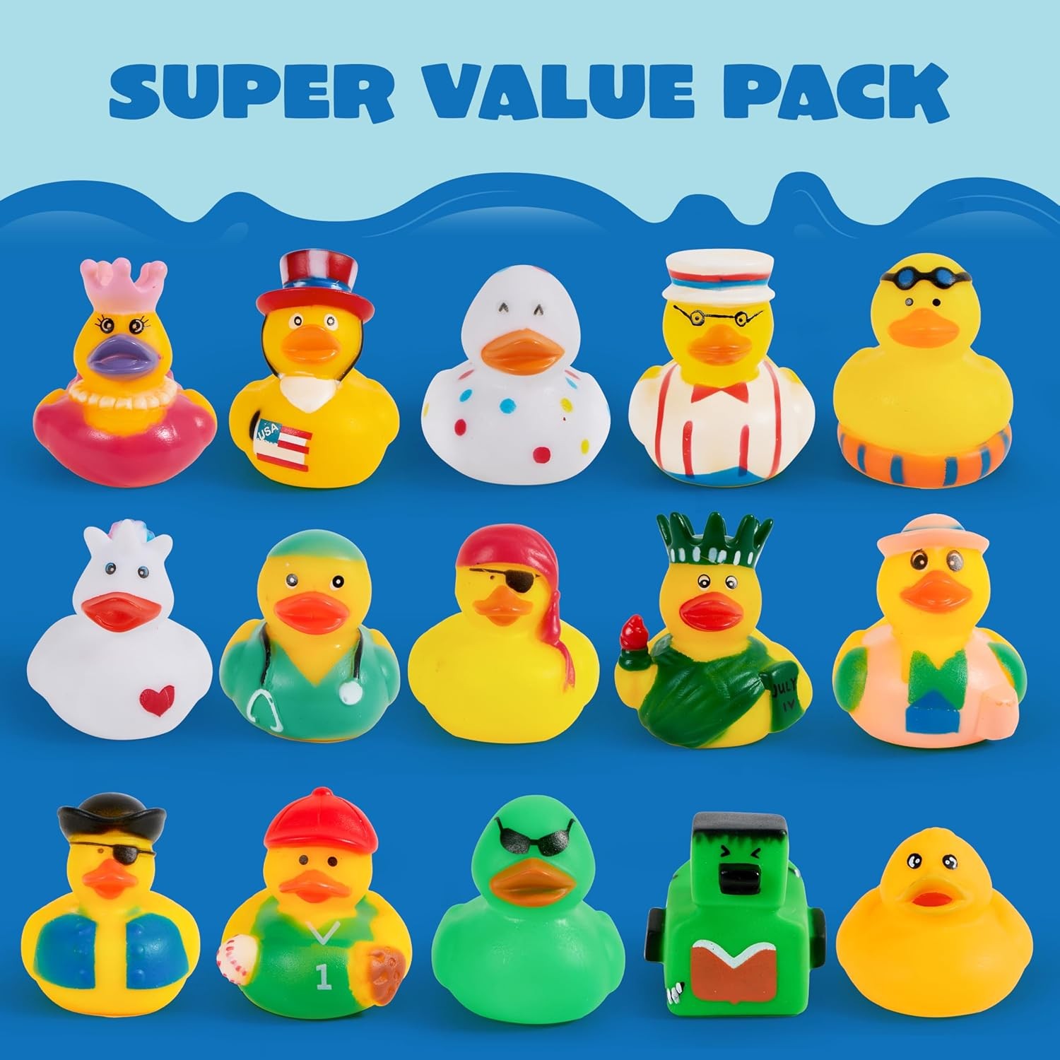JOYIN 15 Pcs Rubber Ducks, Random Assortment Ducks Bulk with Mesh Carry Bag,…