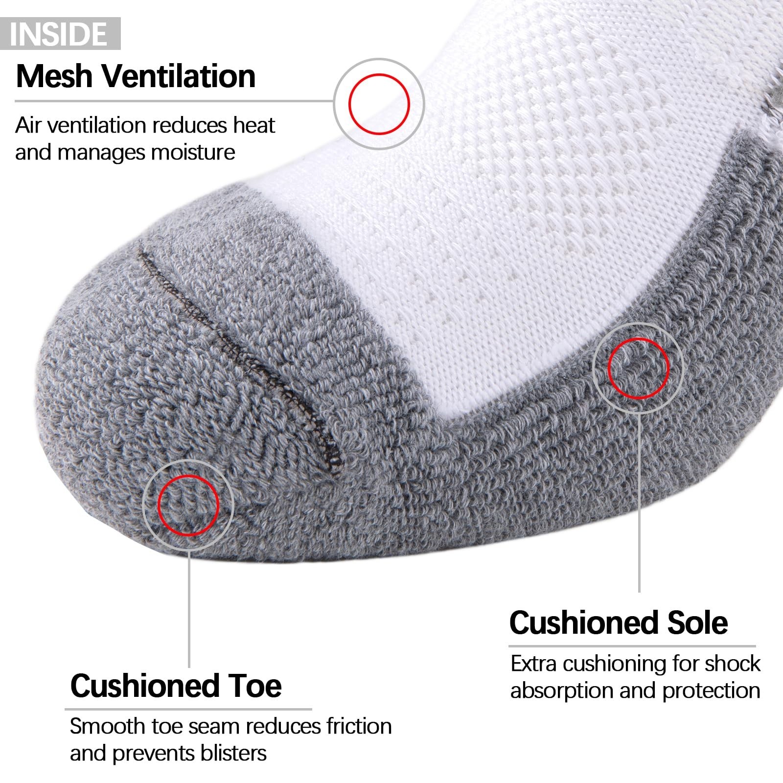 COOVAN 8 Pairs Mens Crew Socks Cushioned Moisture Wicking Athletic Heavy Duty…