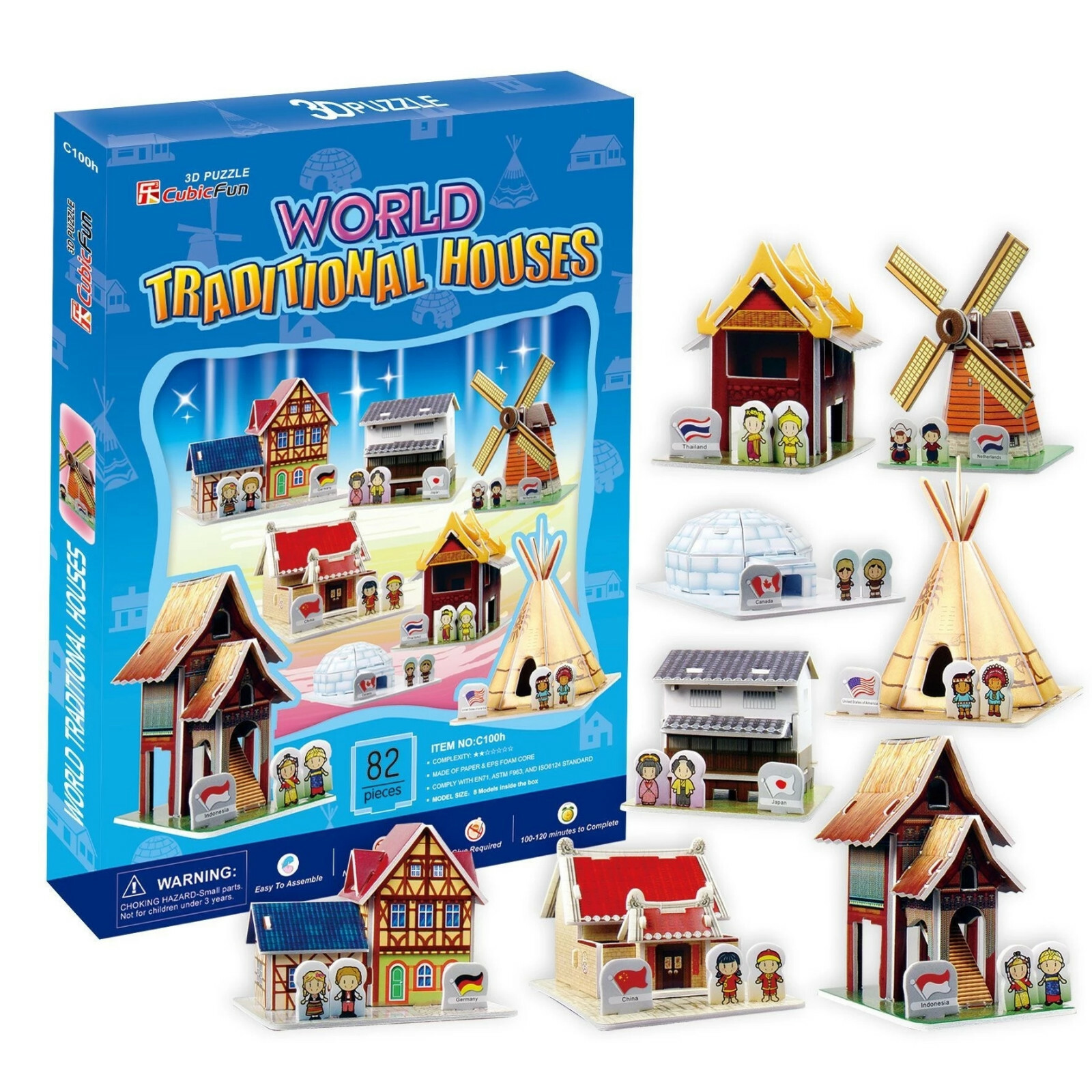 3D paper puzzle DIY toy world traditional house China Japan Canada US Thailand