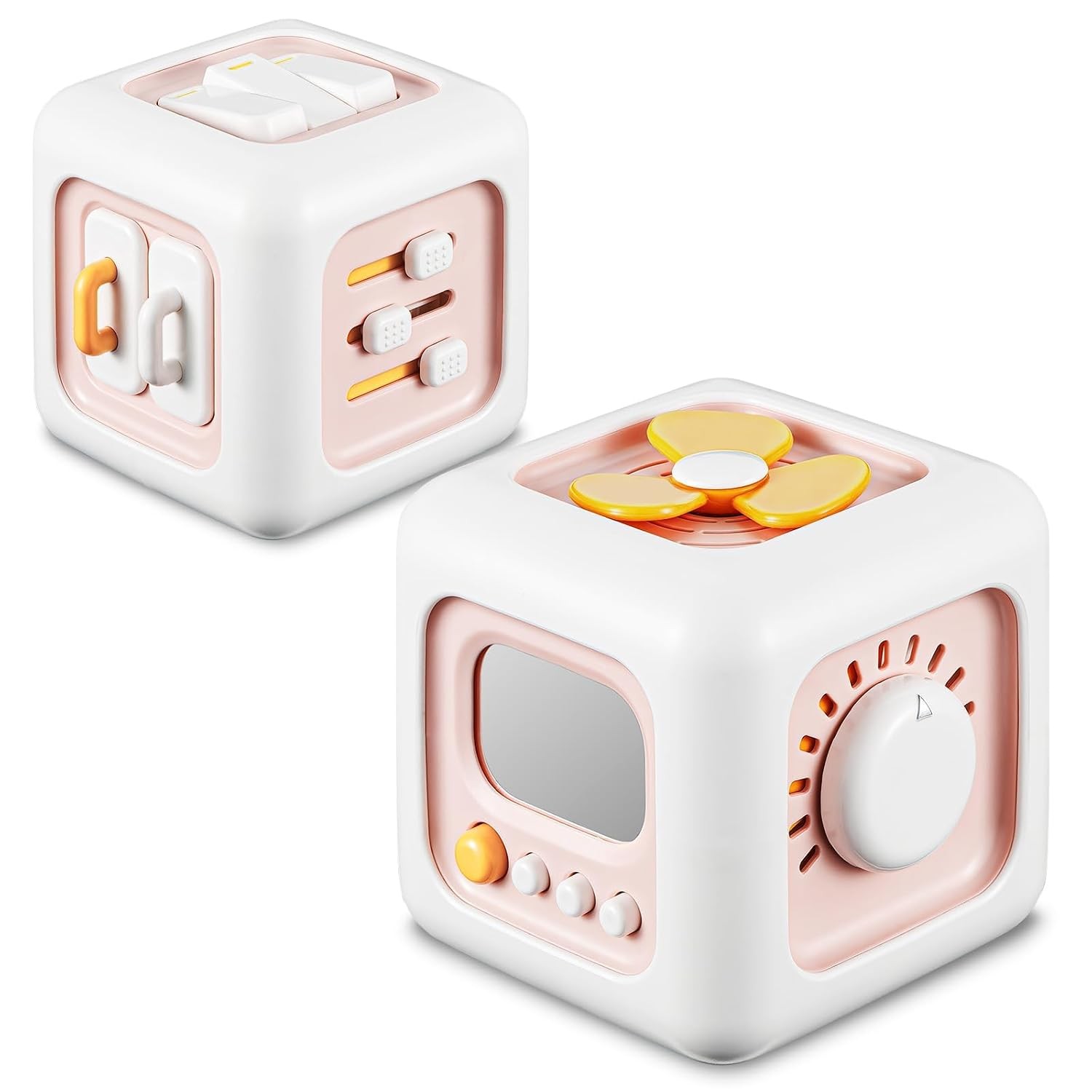 Busy Cube Toy for 1 Year Old Girl Pink Montessori Educational Gift for Toddlers