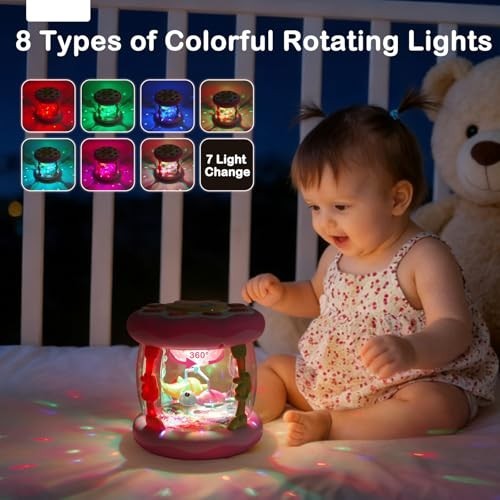 Baby Girls Toys 0-6 Months, Ocean Rotating Projector Music Light Up Newborn…