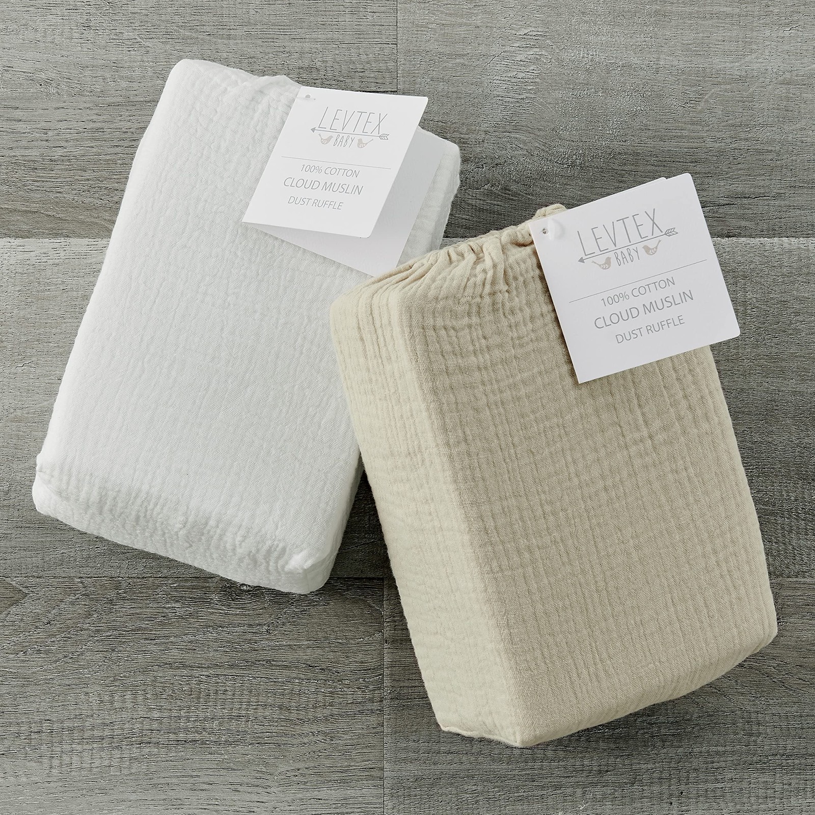 – Cloud Muslin Crib Dust Ruffle – Baby Nursery – Beige Textured Muslin – Dust…
